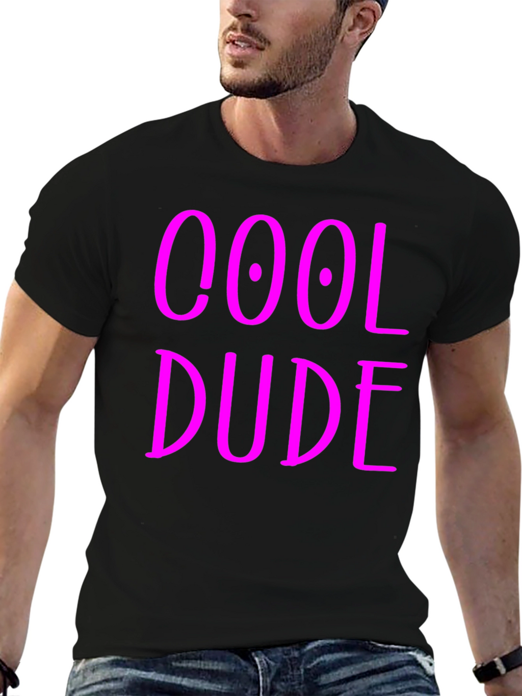 Cool Dude Graphic Tee - Black Cotton Blend T-Shirt