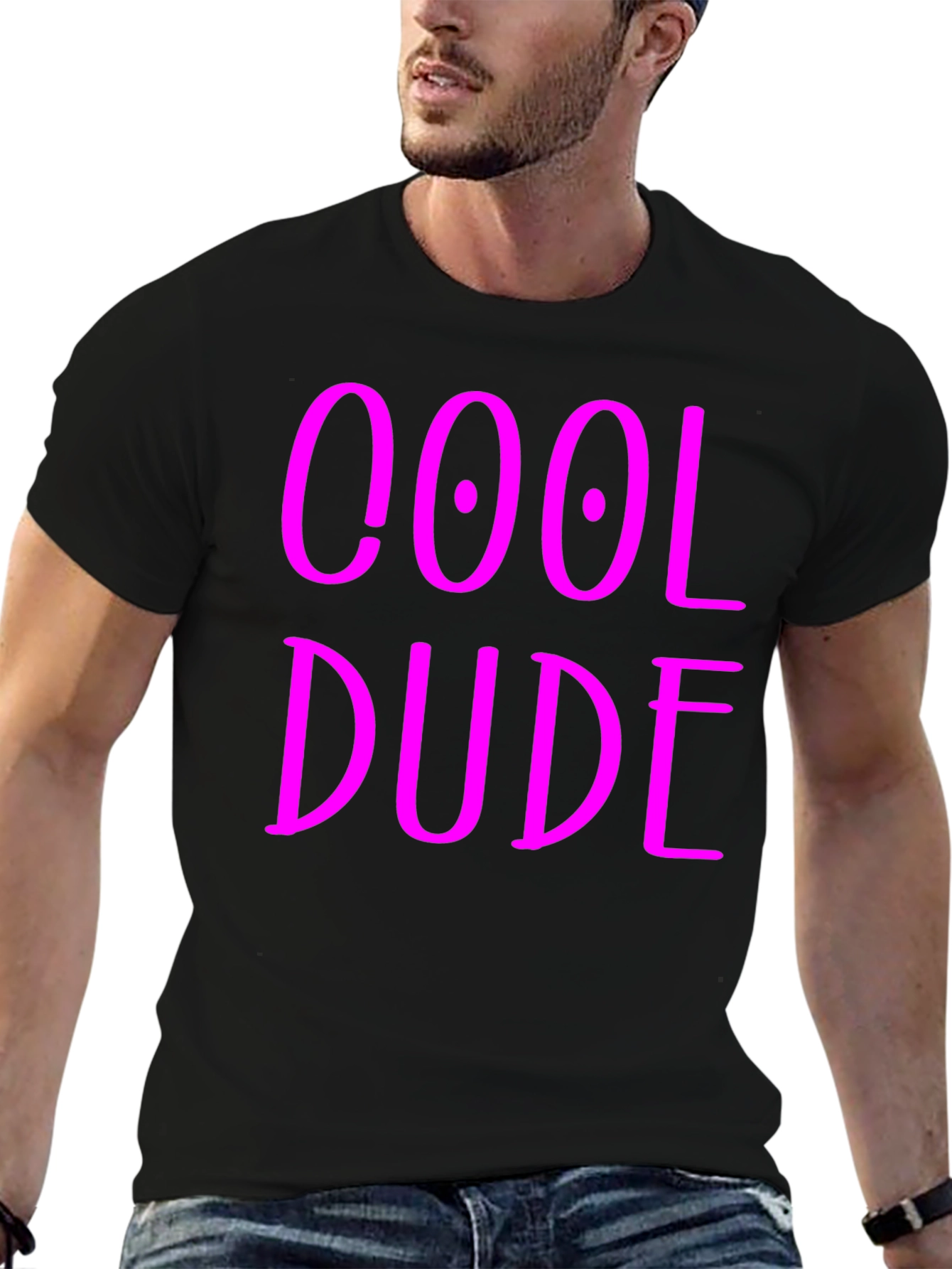 Cool Dude Graphic Tee - Black Cotton Blend T-Shirt