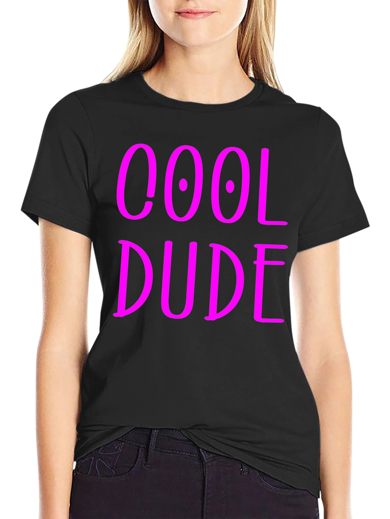 Cool Dude Graphic Tee - Black Cotton Blend T-Shirt