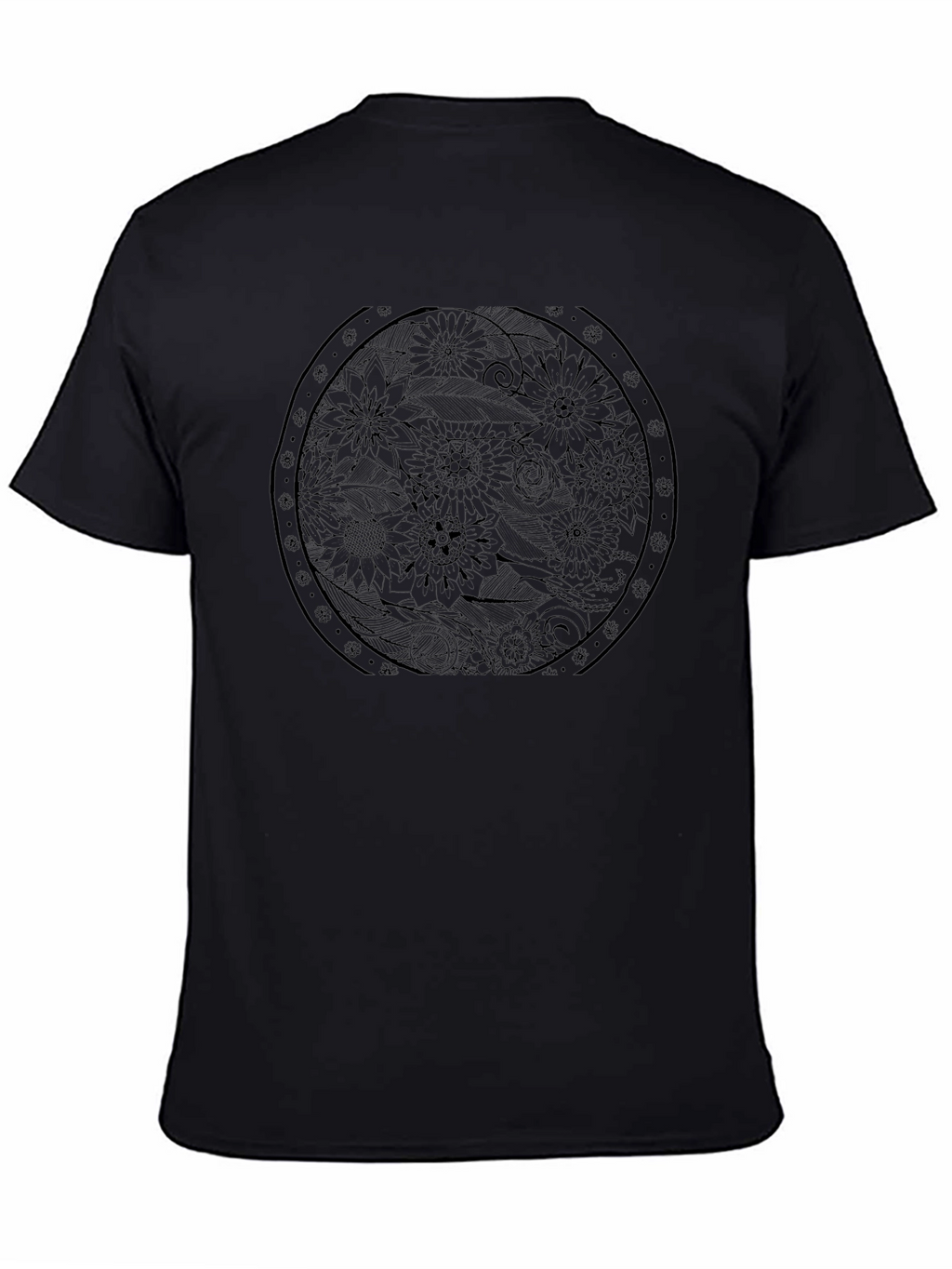 Floral Mandala Graphic Black T-Shirt