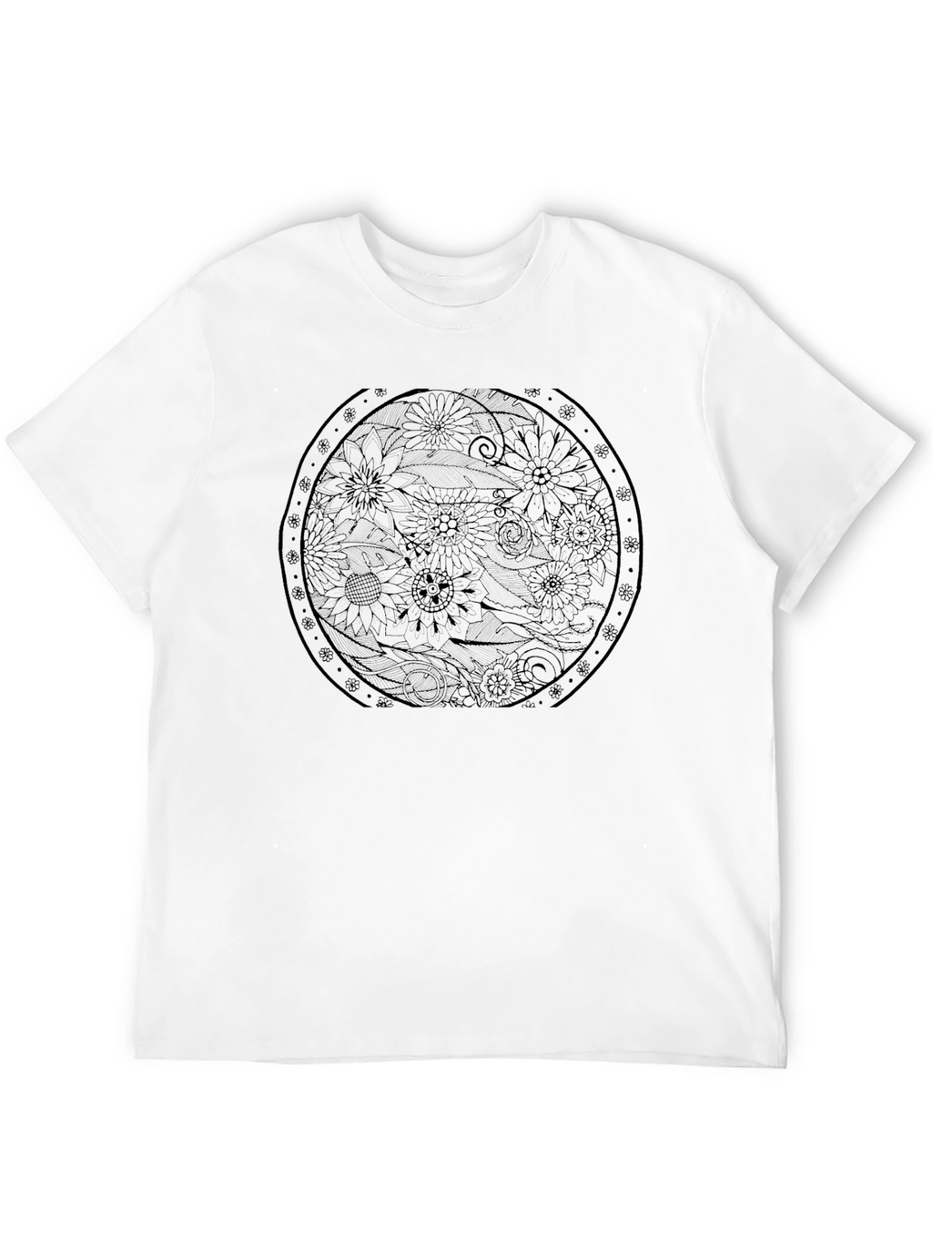 Floral Mandala Graphic Black T-Shirt