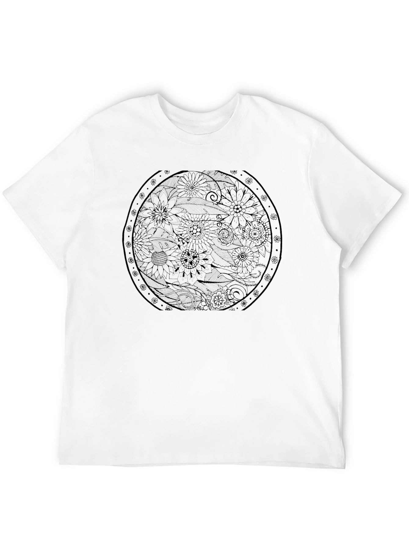 Floral Mandala Graphic Black T-Shirt