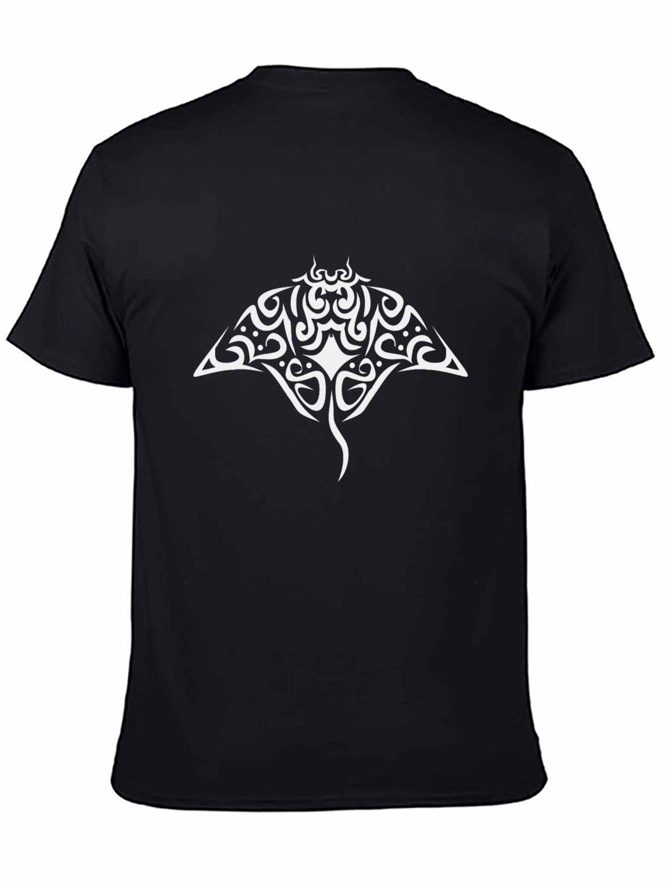 Tribal Stingray Graphic Black Tee Shirt