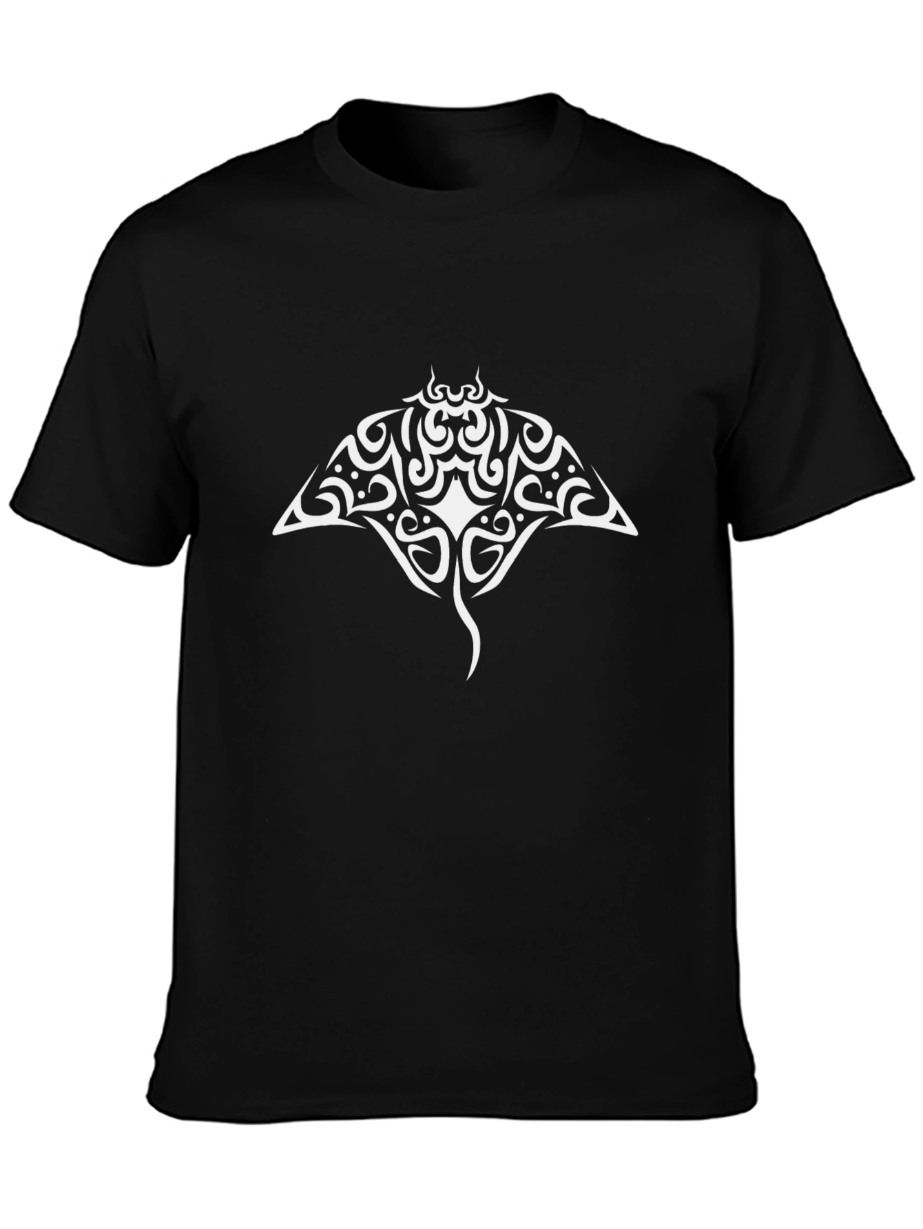 Tribal Stingray Graphic Black Tee Shirt