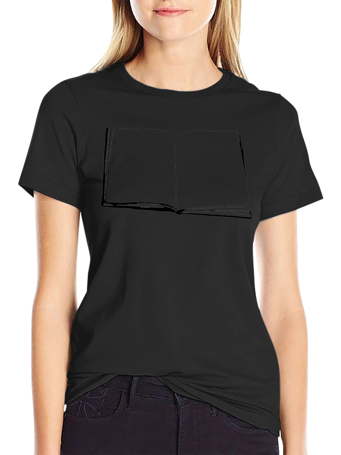 Open Book Graphic Tee - Black Cotton Blend