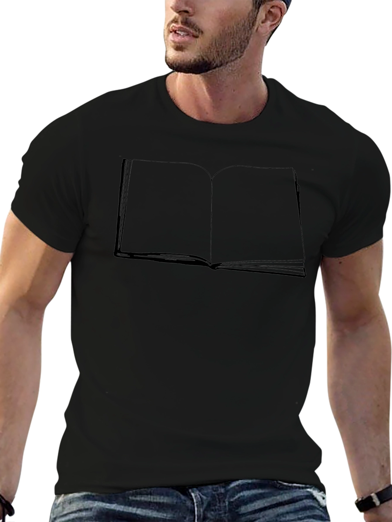 Open Book Graphic Tee - Black Cotton Blend