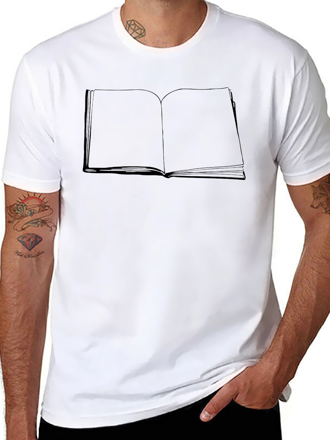 Open Book Graphic Tee - Black Cotton Blend