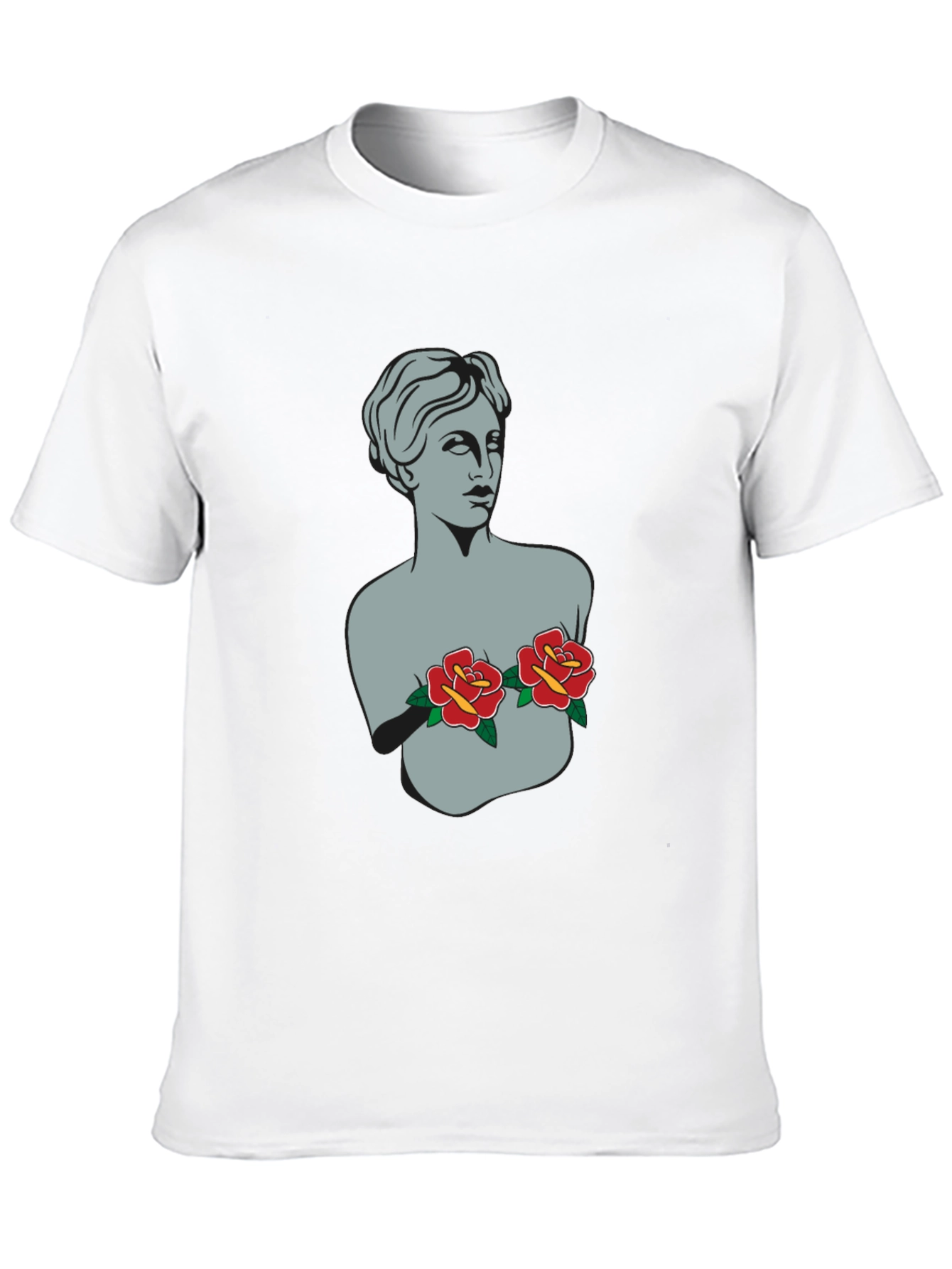 Statue Bust with Roses Graphic Tee