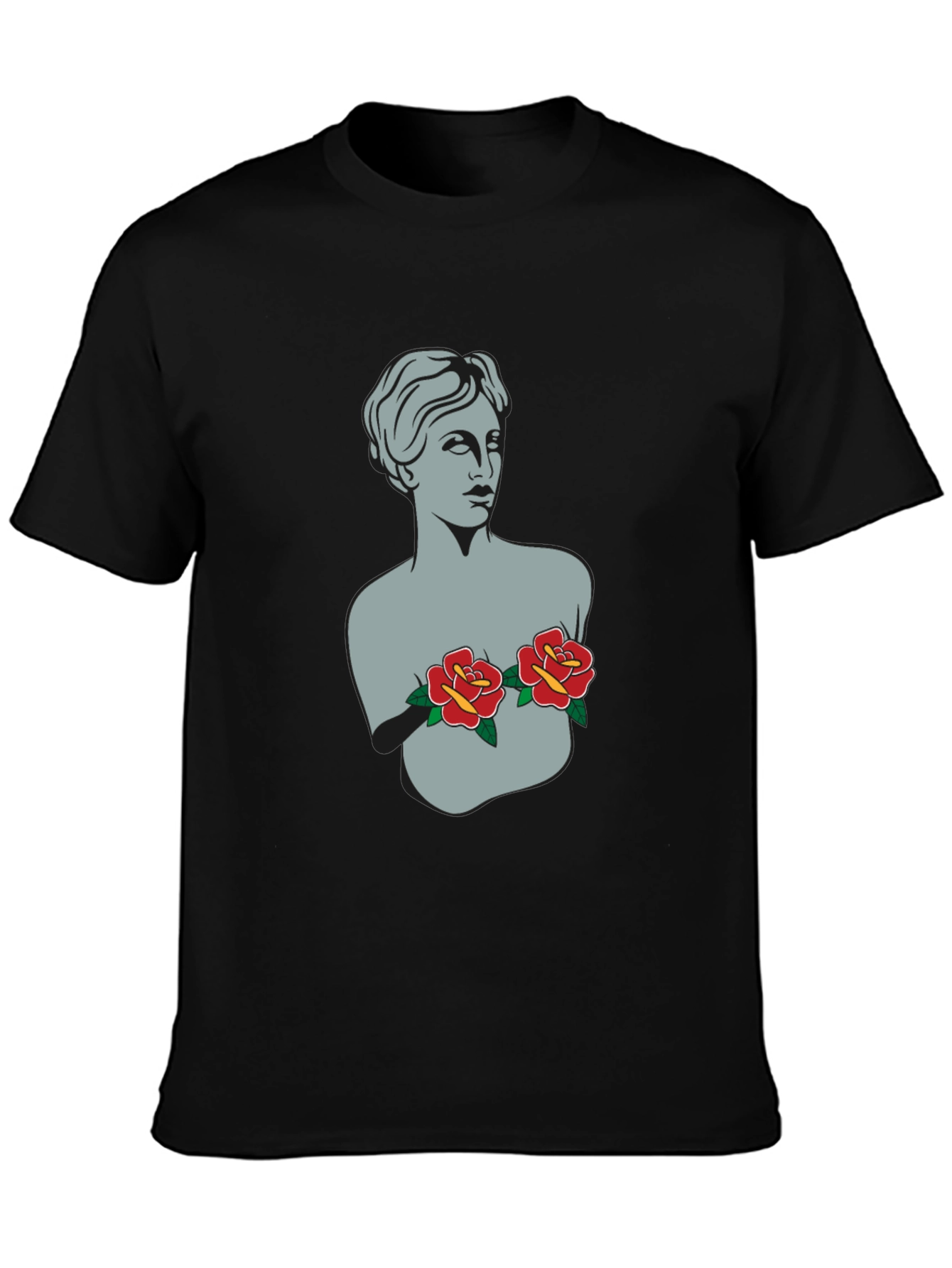 Statue Bust with Roses Graphic Tee
