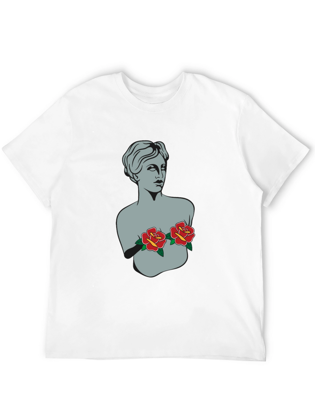 Statue Bust with Roses Graphic Tee