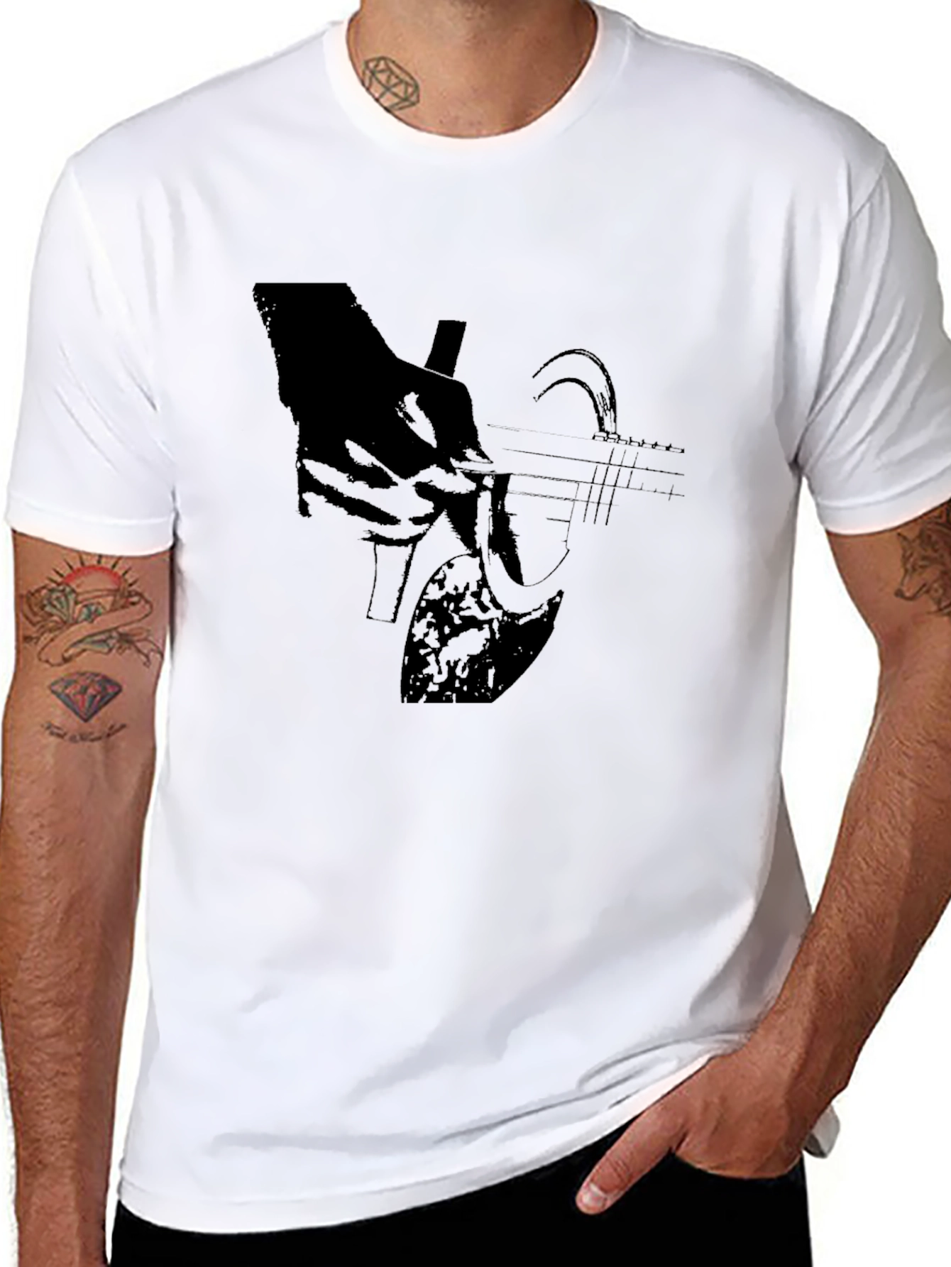 Guitar Player Black T-Shirt Graphic Tee