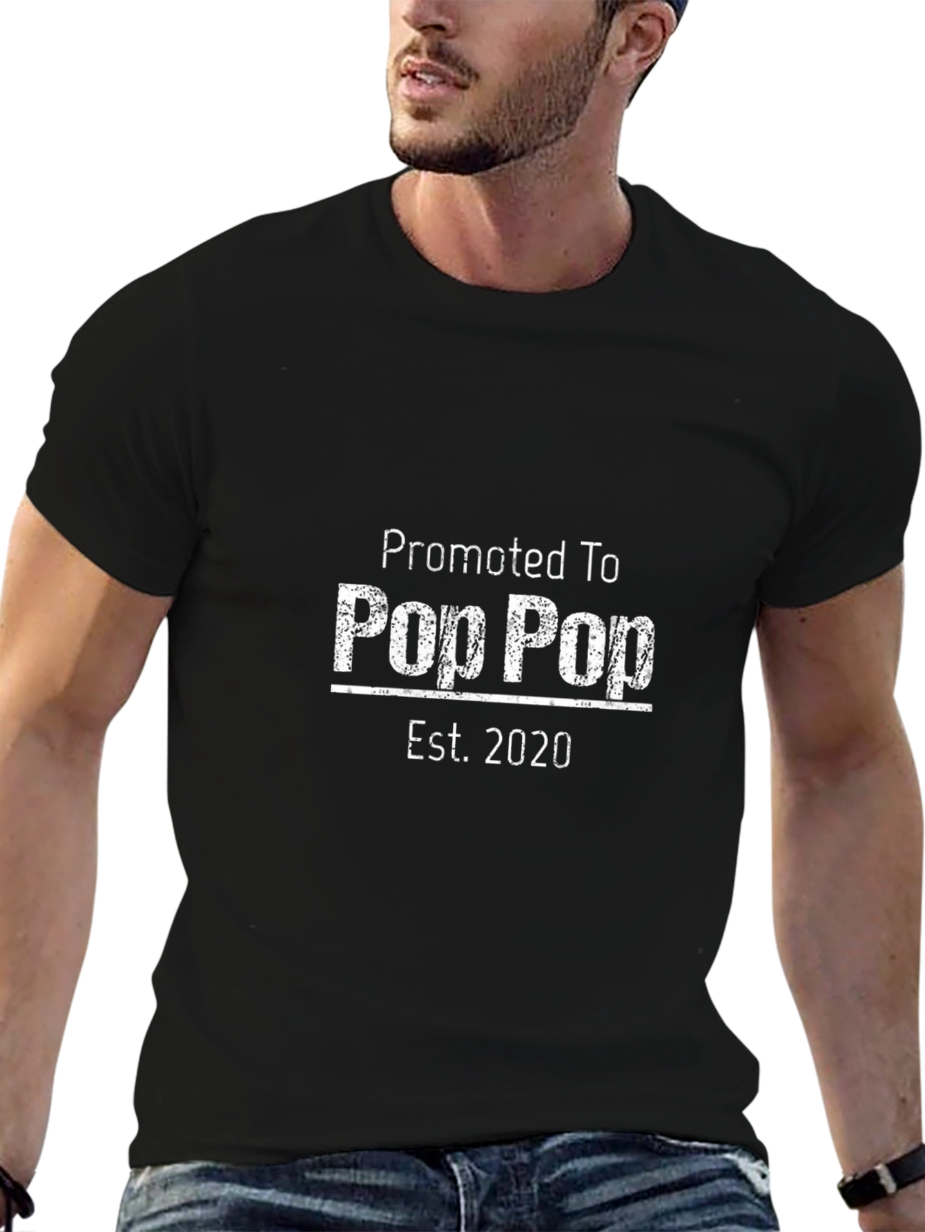 Promoted To Pop Pop Est. 2020 Black T-Shirt
