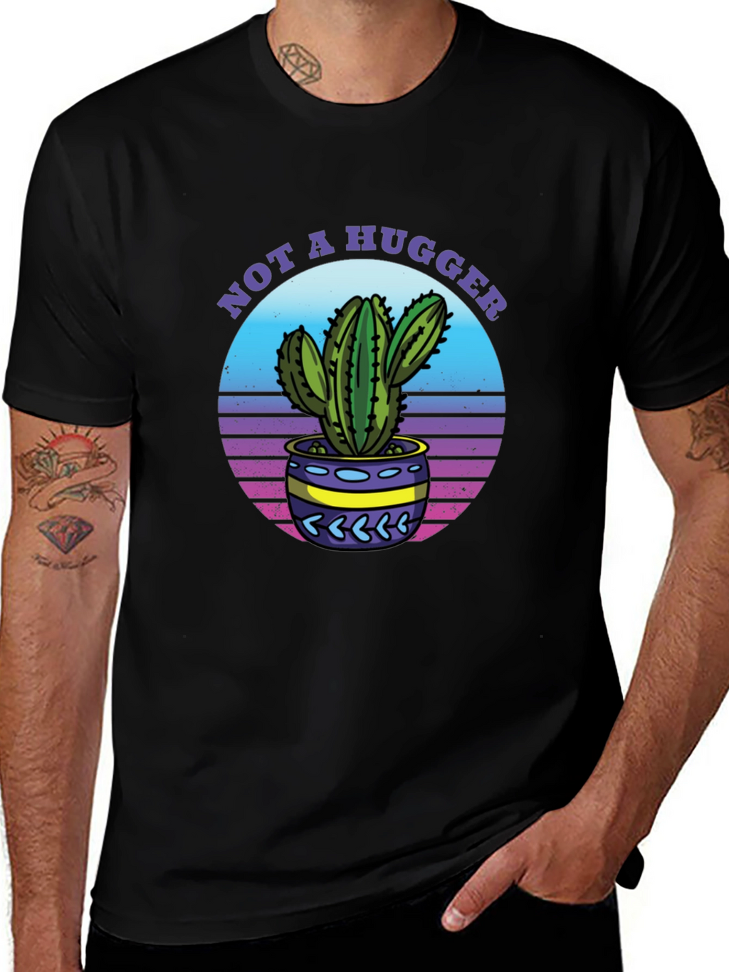 Not A Hugger Cactus Graphic T-Shirt