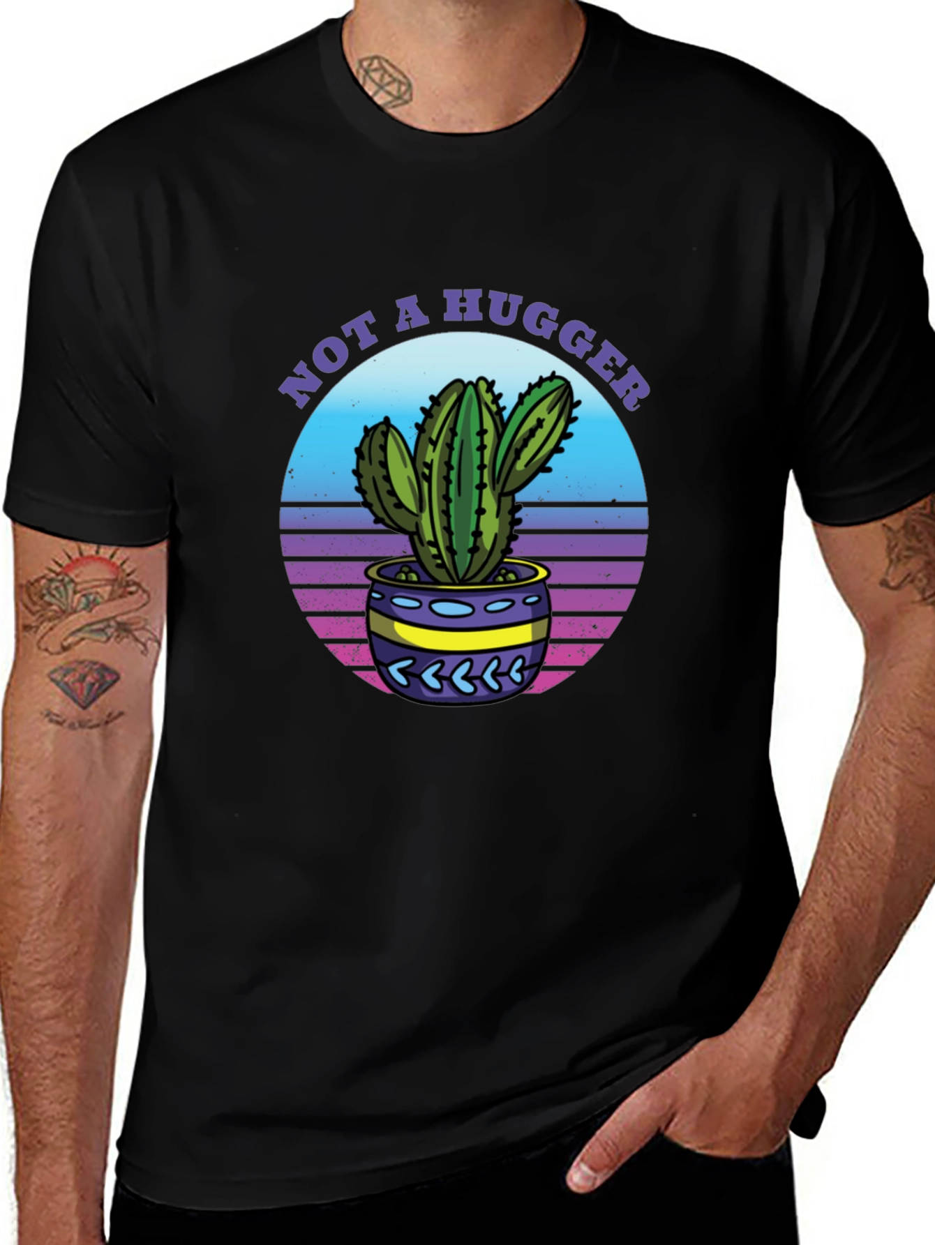 Not A Hugger Cactus Graphic T-Shirt