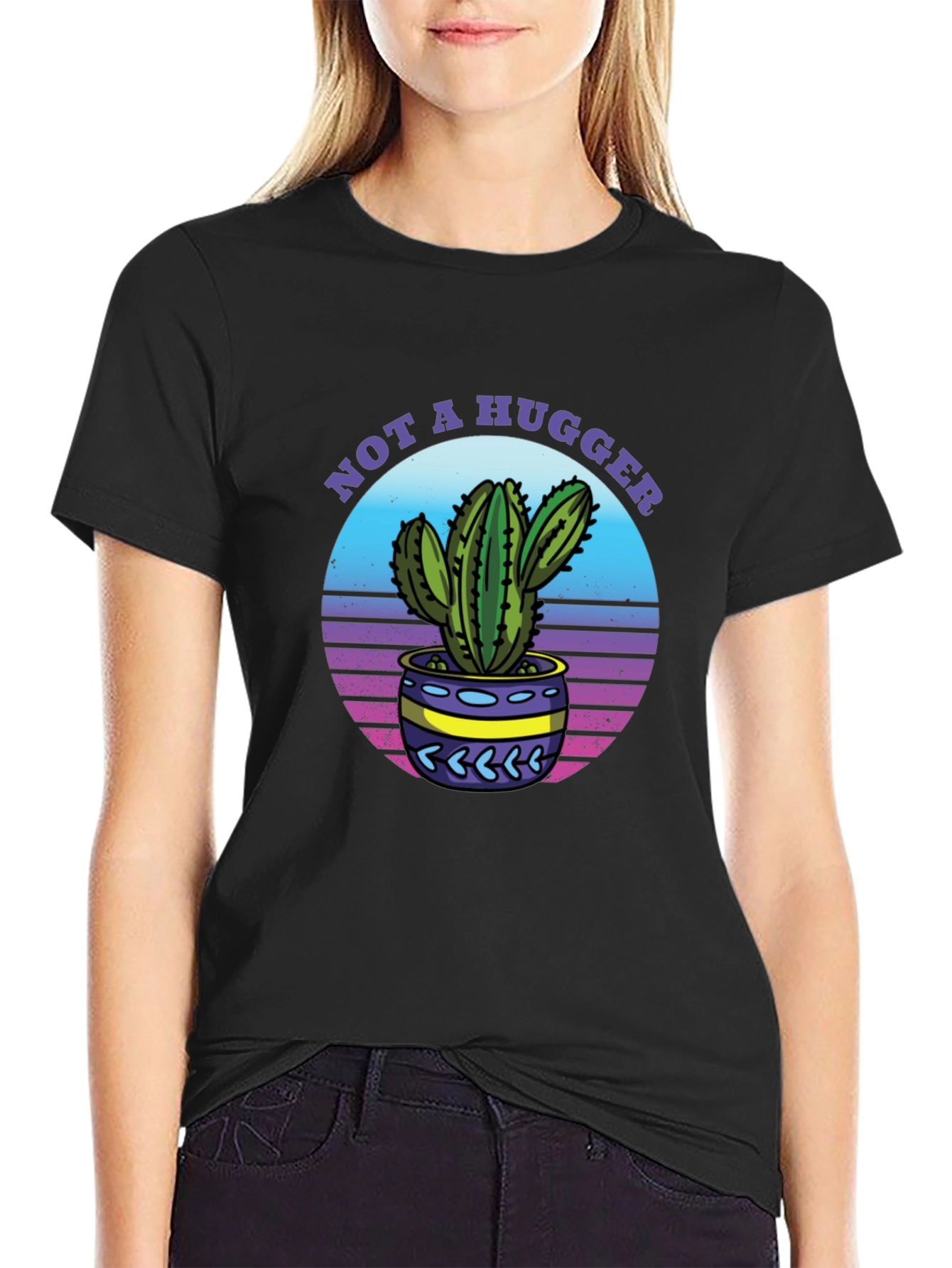 Not A Hugger Cactus Graphic T-Shirt