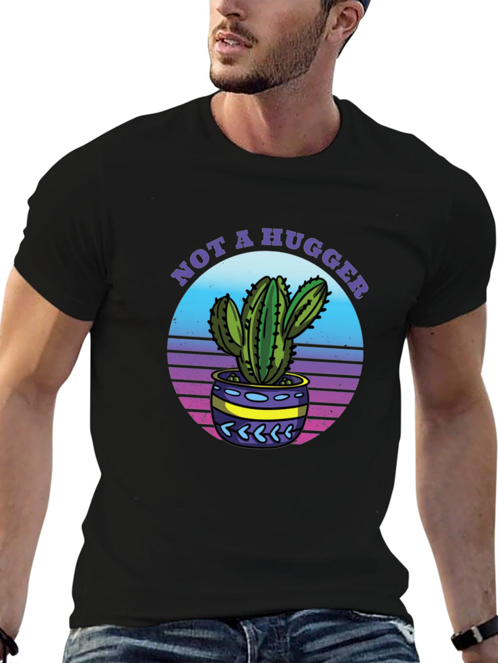 Not A Hugger Cactus Graphic T-Shirt