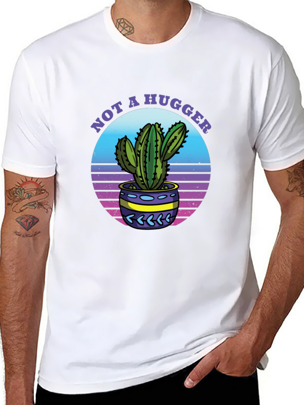Not A Hugger Cactus Graphic T-Shirt
