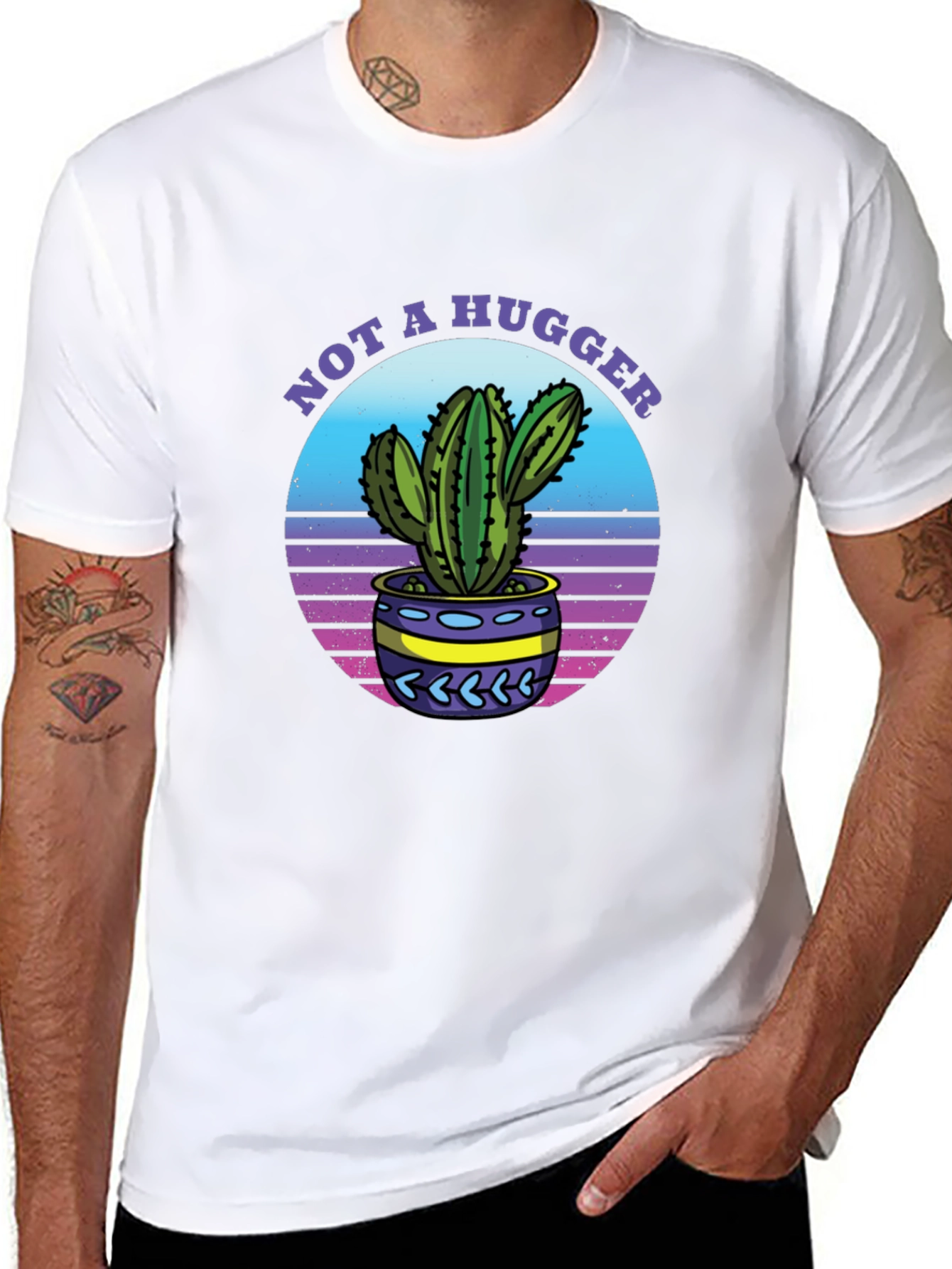 Not A Hugger Cactus Graphic T-Shirt