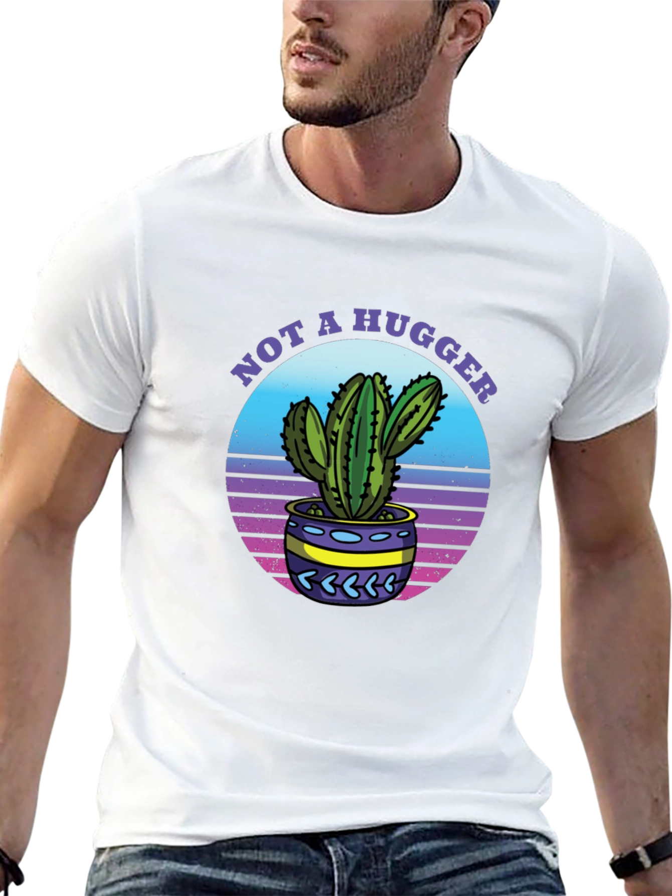 Not A Hugger Cactus Graphic T-Shirt