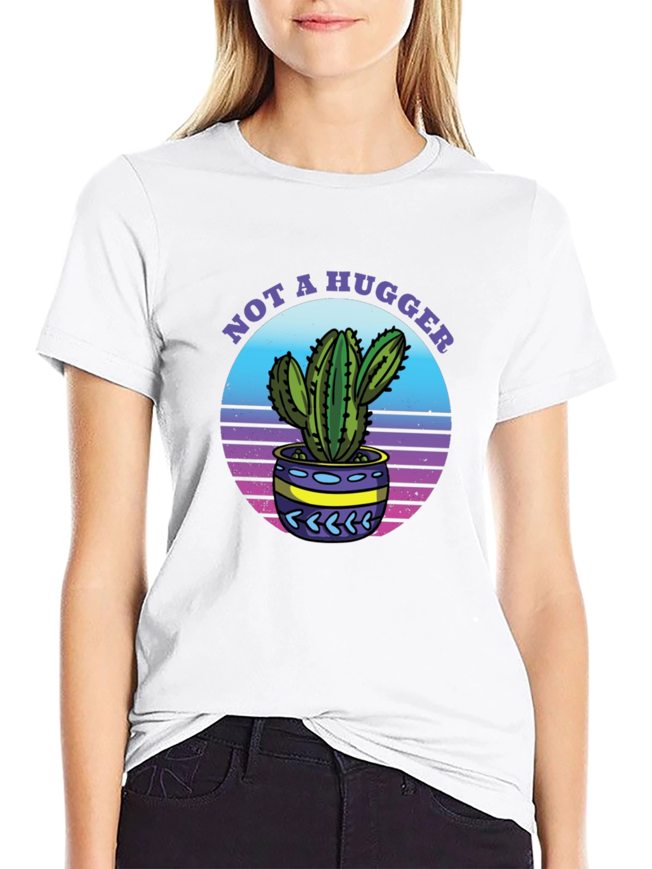 Not A Hugger Cactus Graphic T-Shirt
