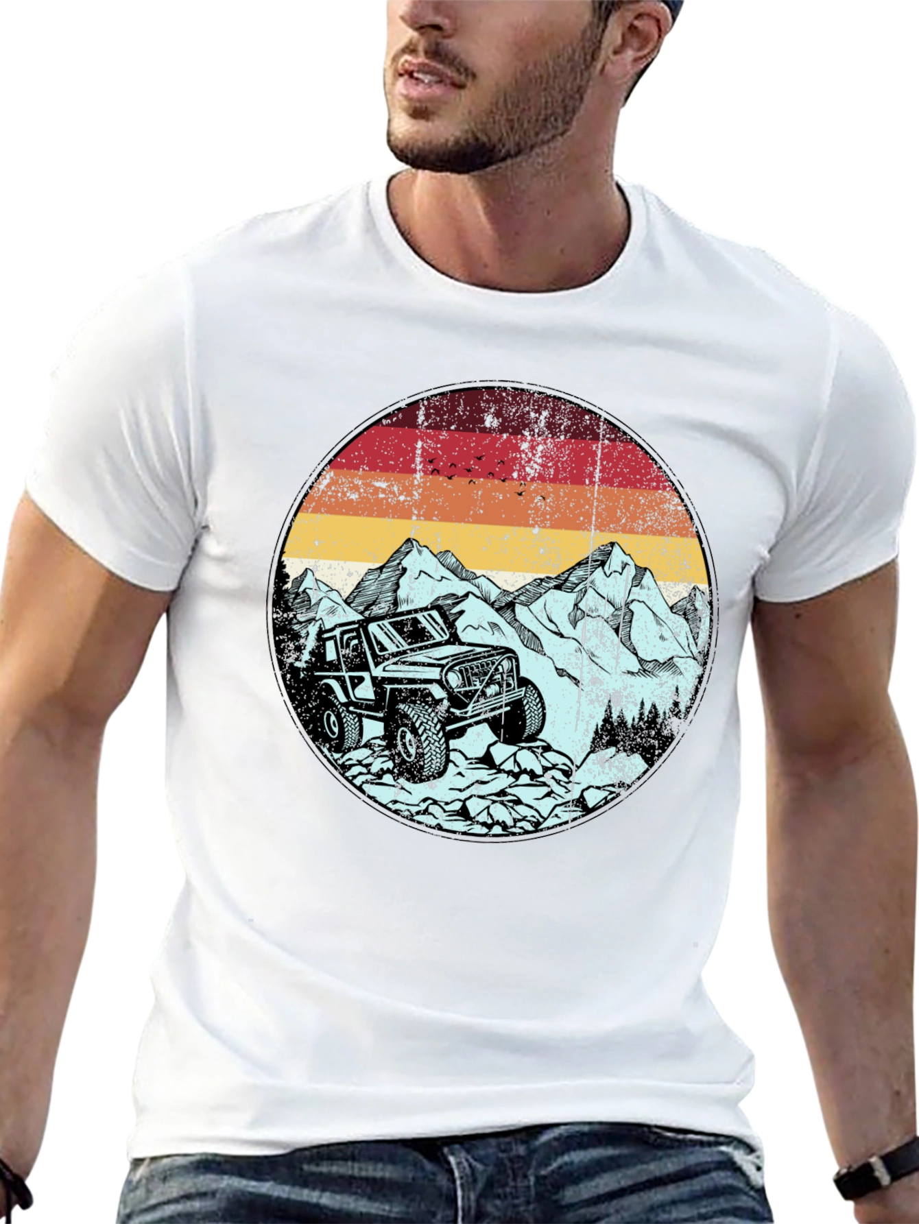 Off-Road Adventure Tee: Mountain Jeep Graphic