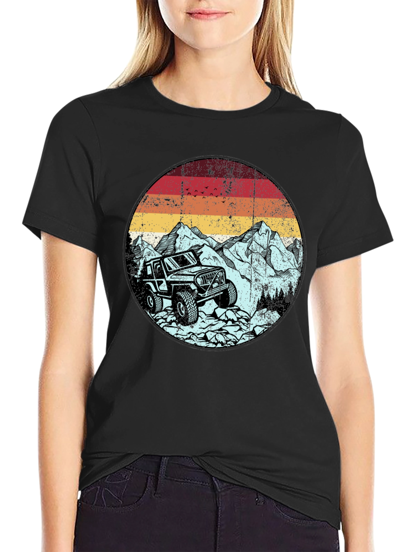 Off-Road Adventure Tee: Mountain Jeep Graphic