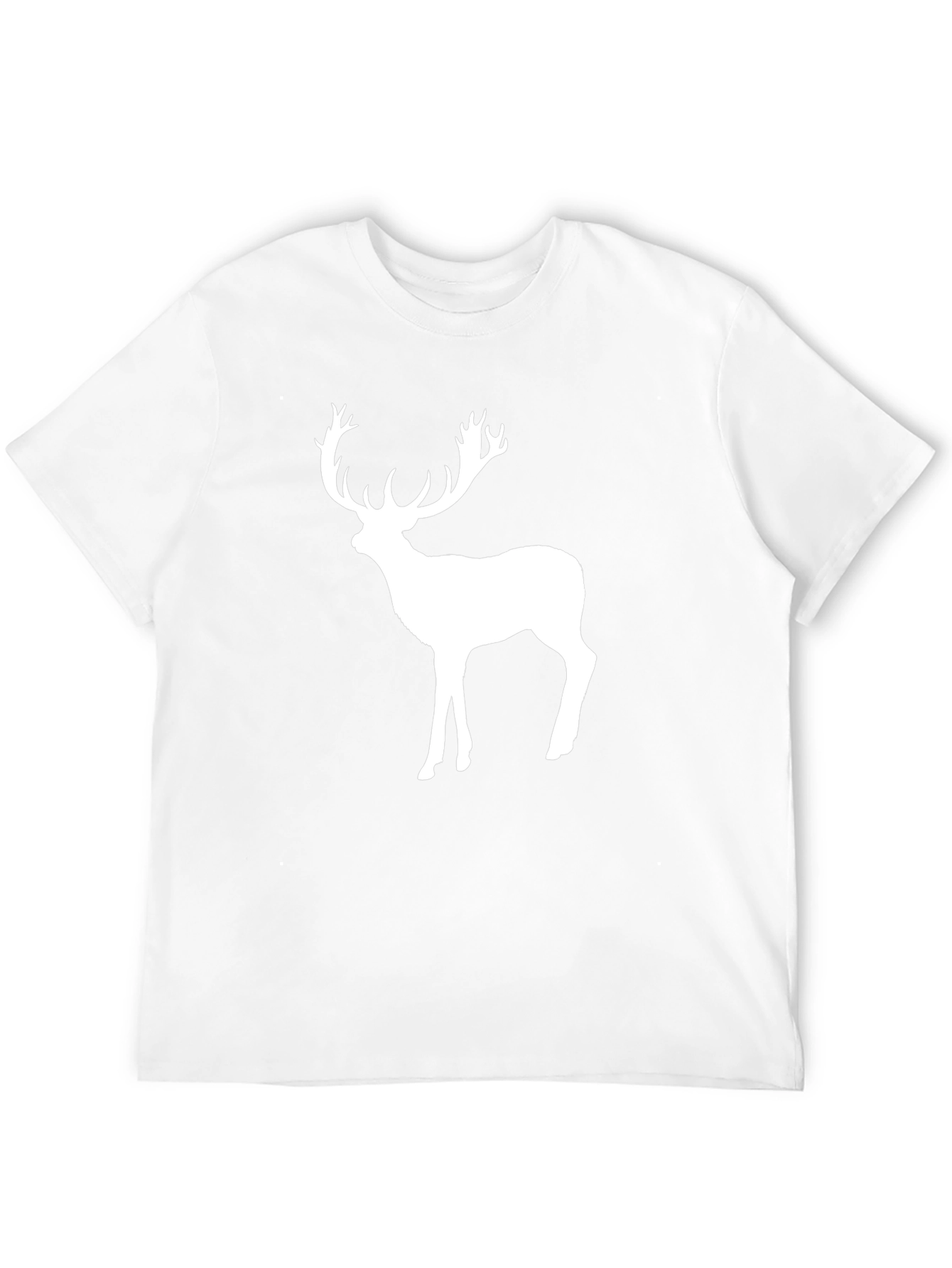 Mens Black T-Shirt with White Deer Graphic