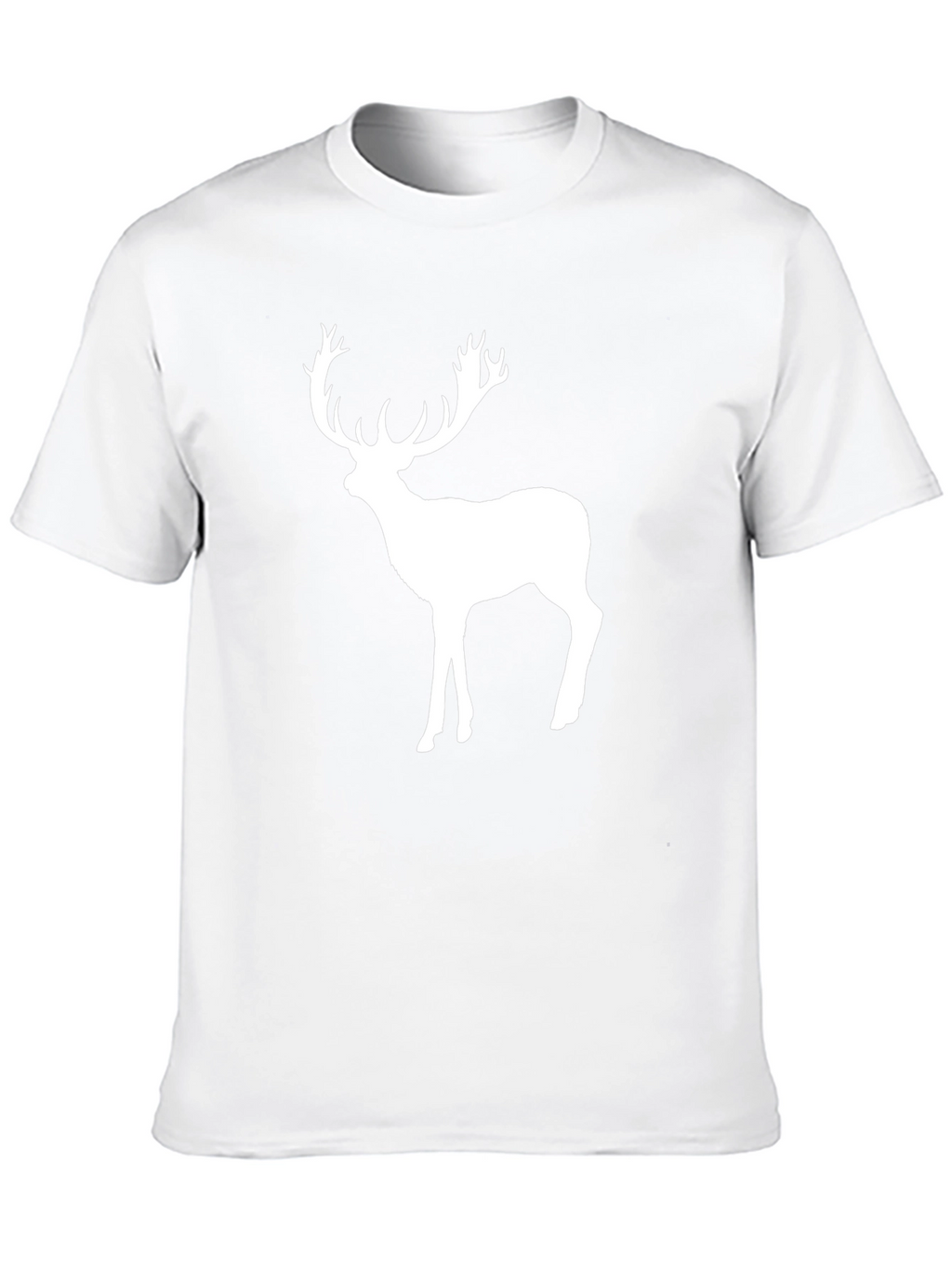 Mens Black T-Shirt with White Deer Graphic