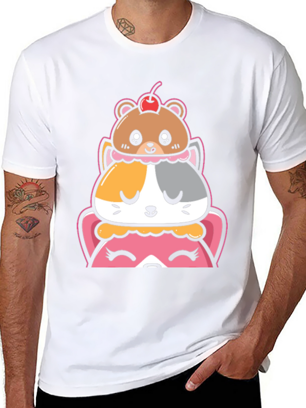 Cute Animal Dessert Stack Graphic Tee