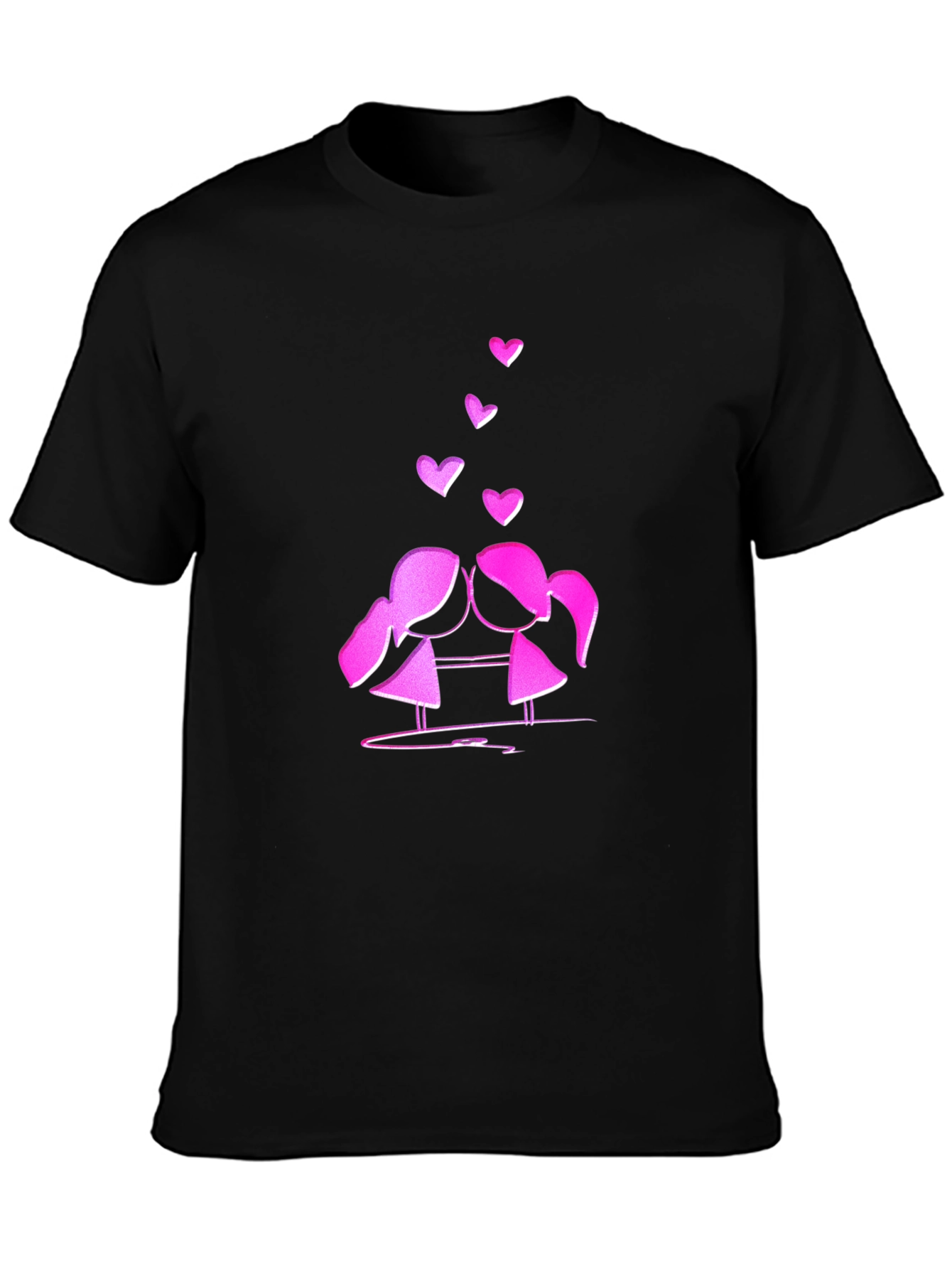 Cute Love T-Shirt - Kissing Girls & Hearts