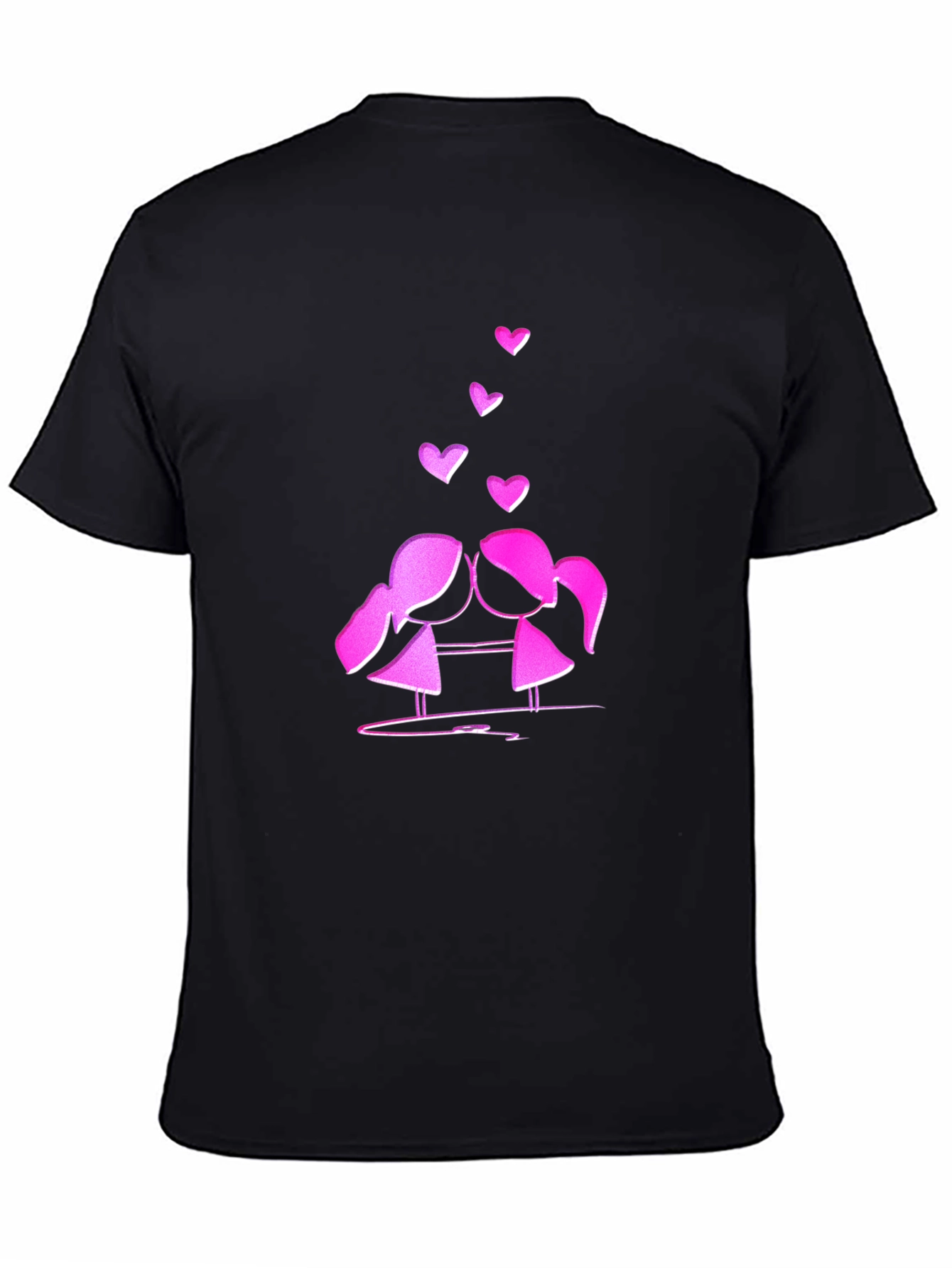 Cute Love T-Shirt - Kissing Girls & Hearts