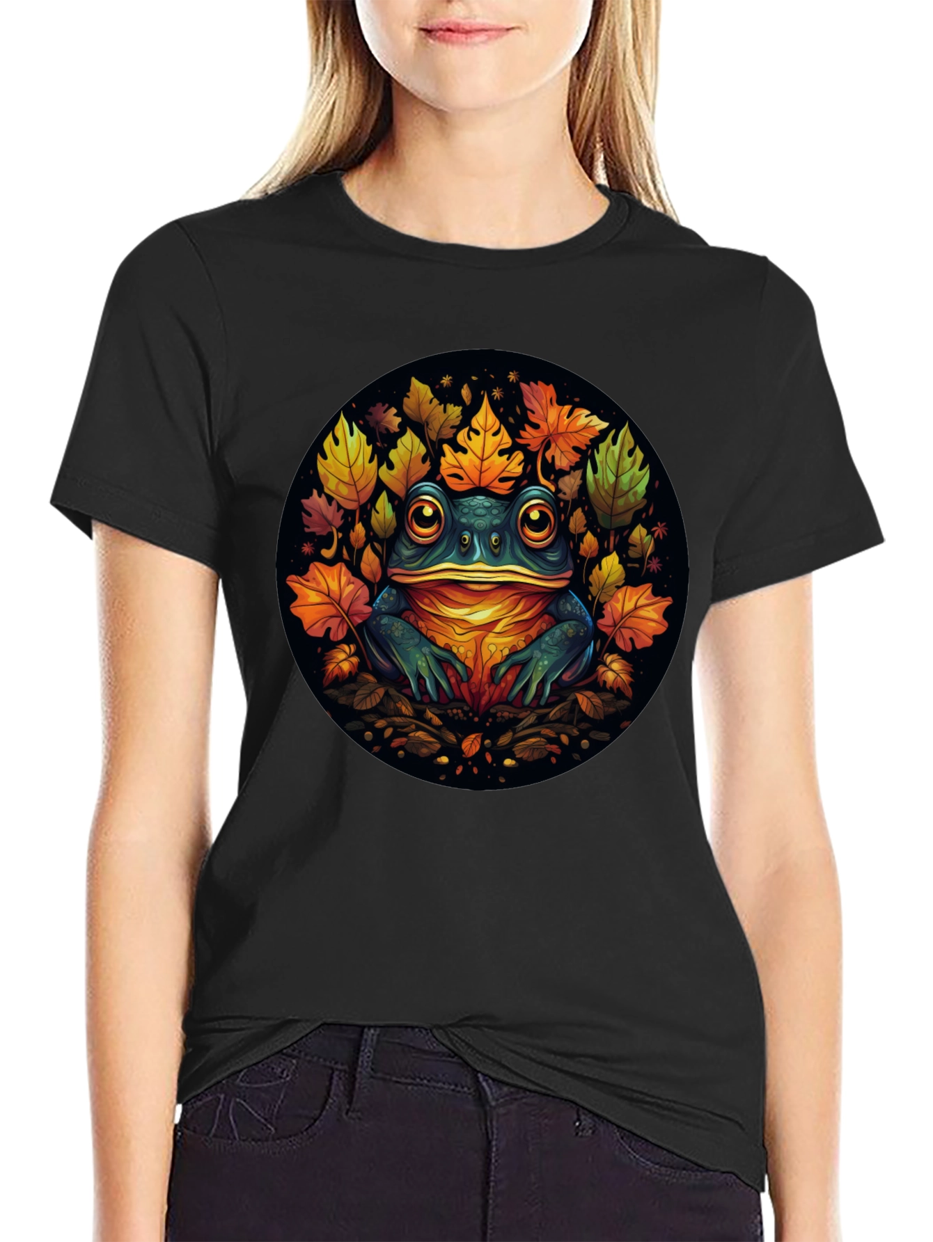 Frog & Leaves Graphic Tee - Unique Nature Design