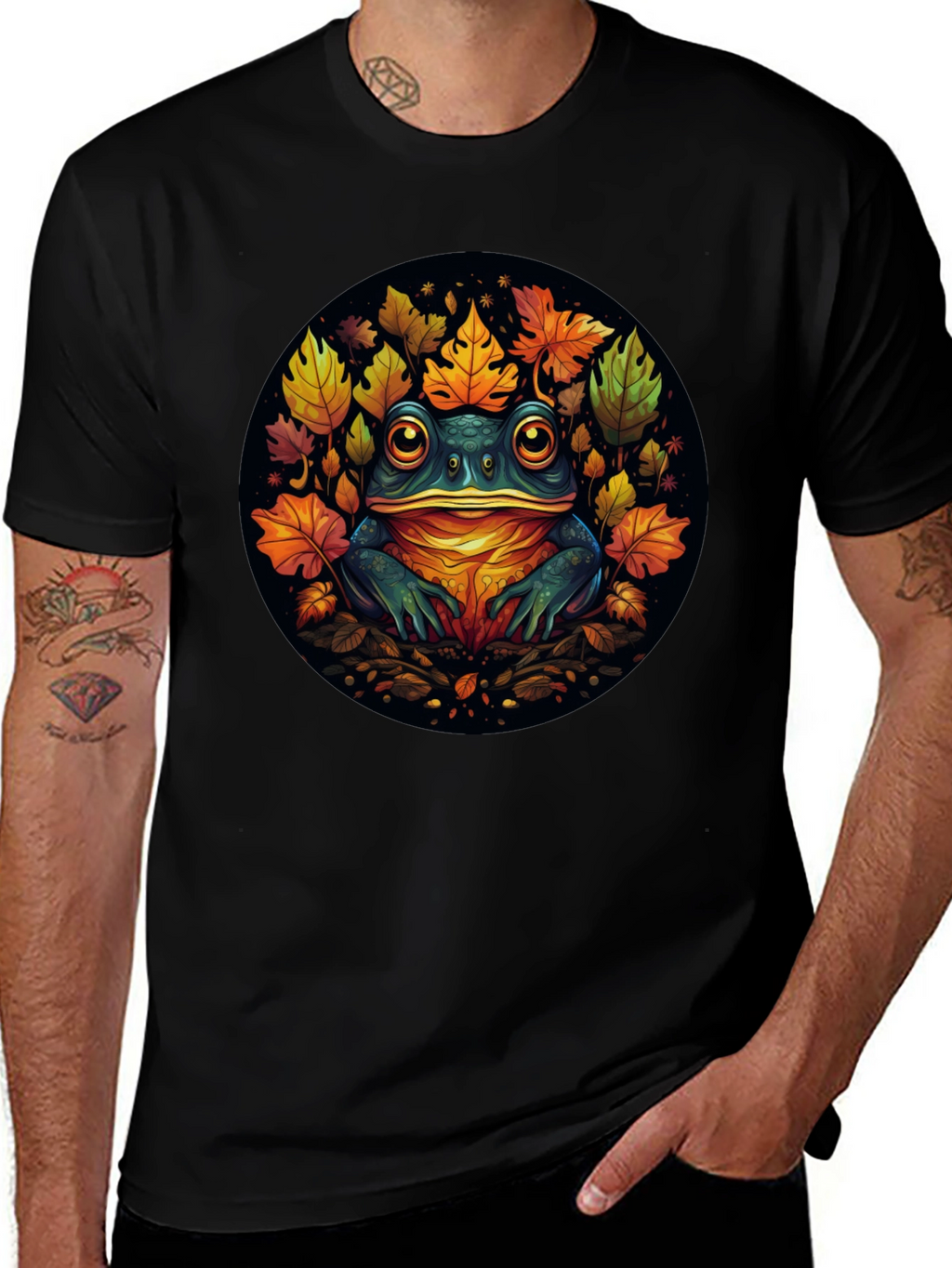 Frog & Leaves Graphic Tee - Unique Nature Design