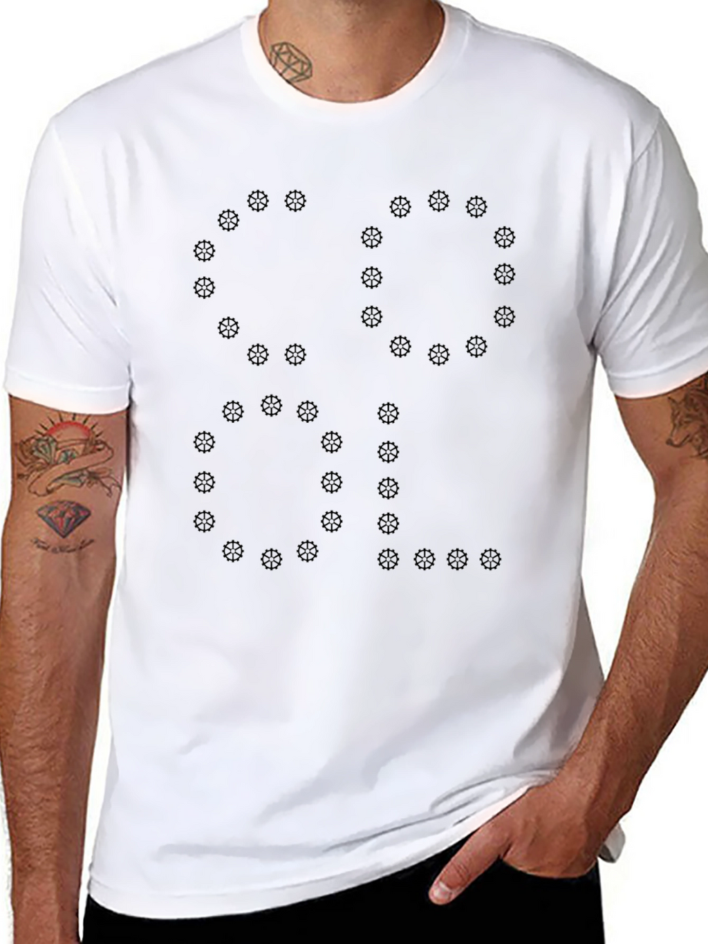 Mens Black Tee - Gear Wheel Graphic Design