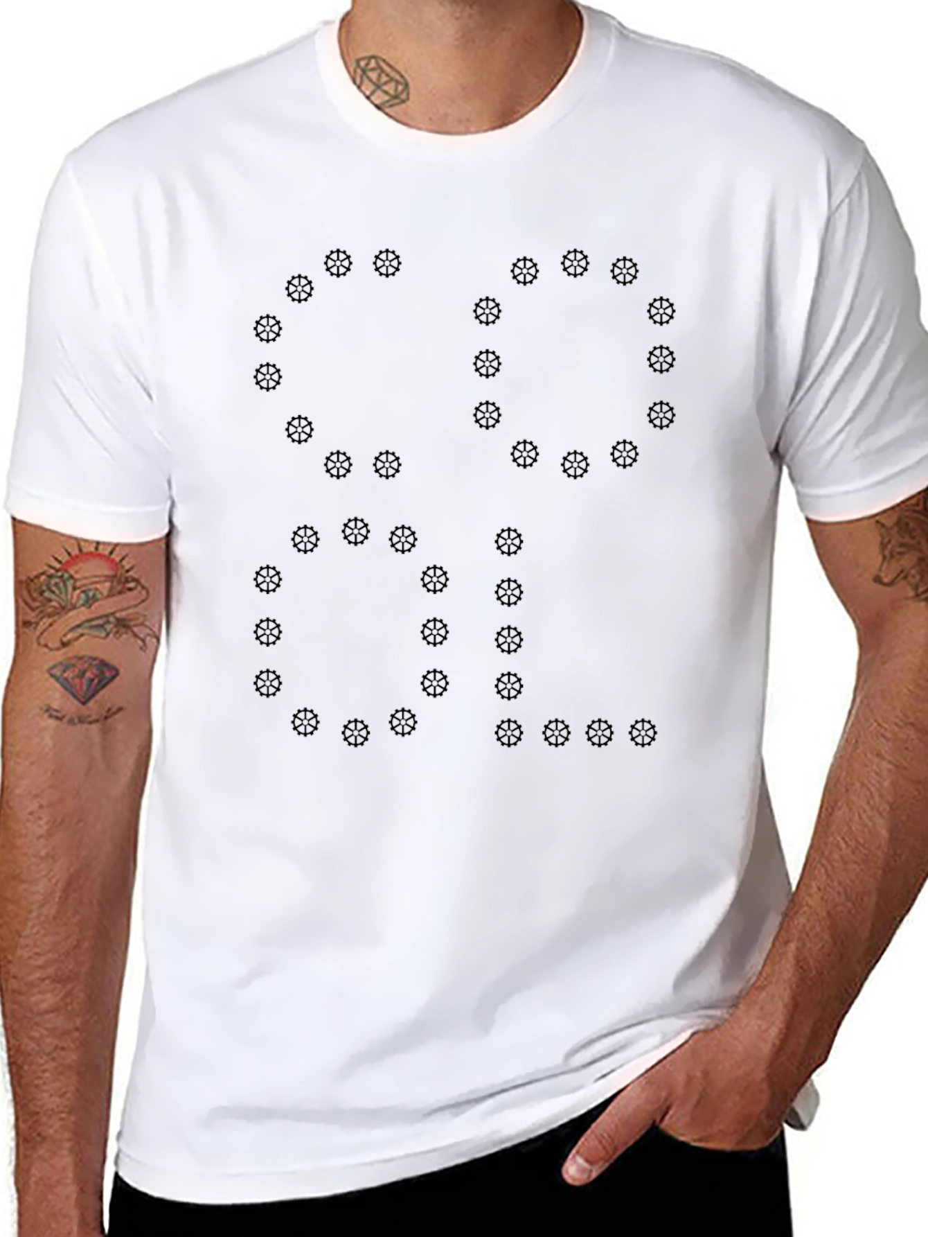 Mens Black Tee - Gear Wheel Graphic Design