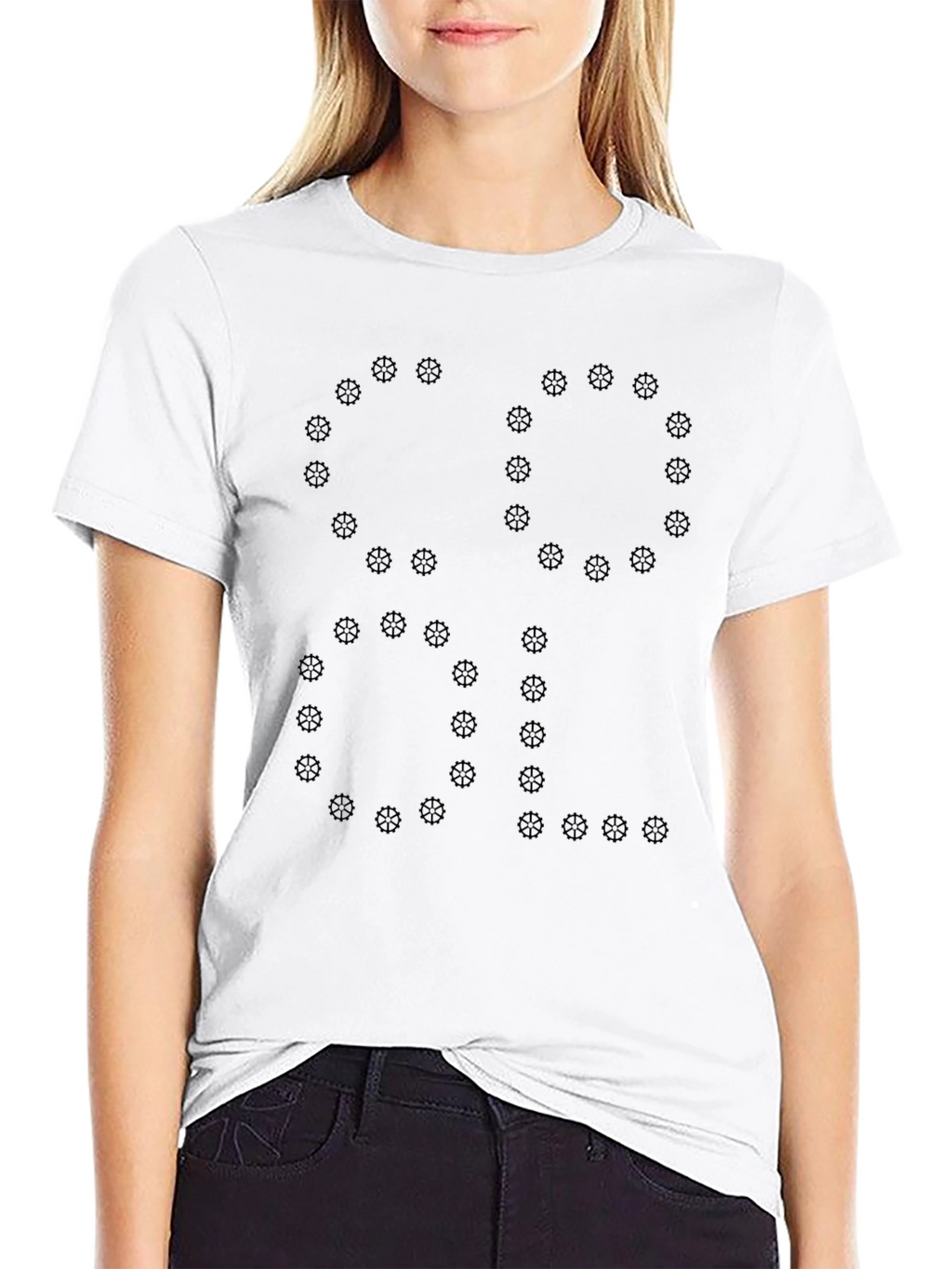 Mens Black Tee - Gear Wheel Graphic Design
