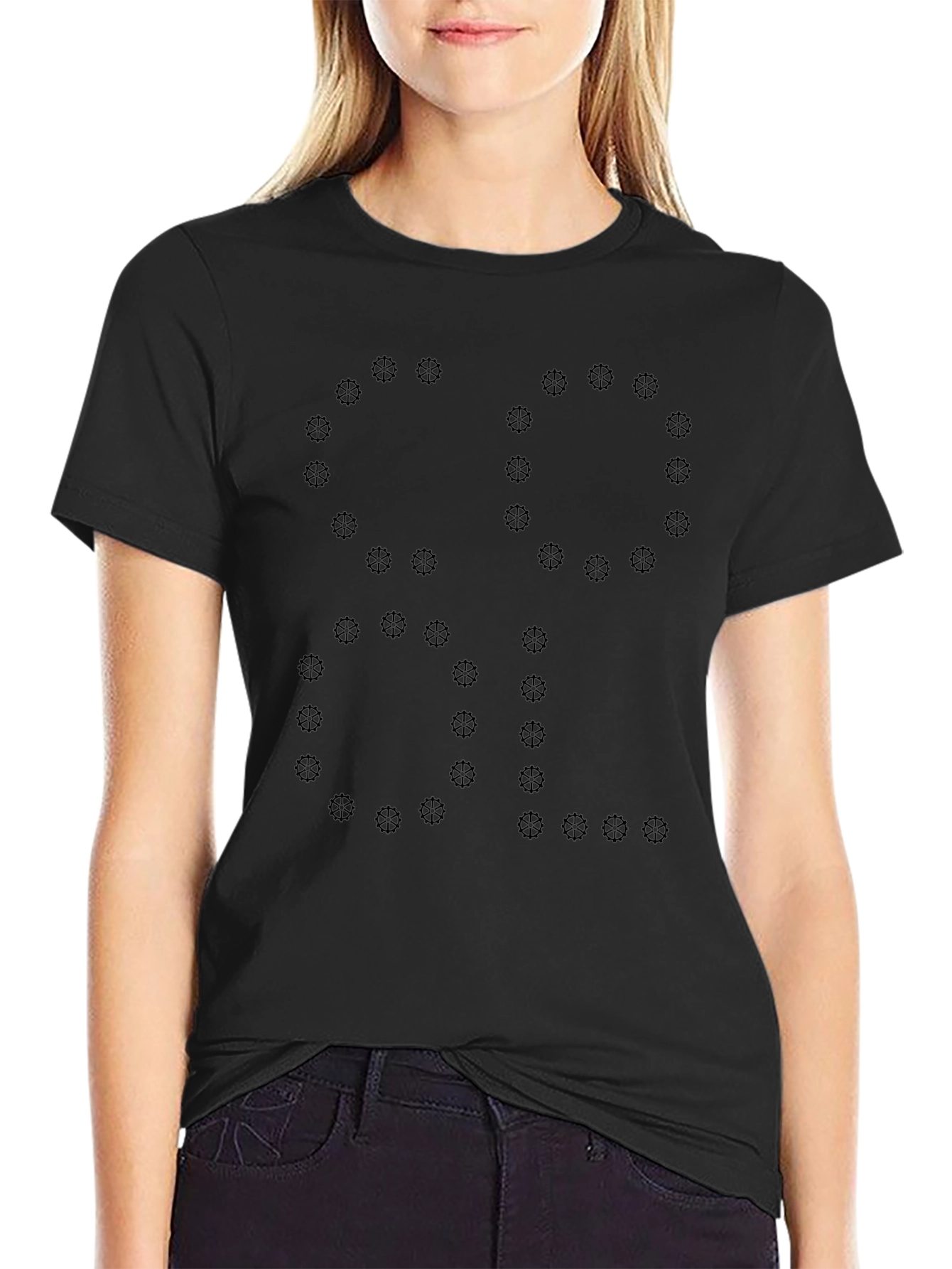 Mens Black Tee - Gear Wheel Graphic Design