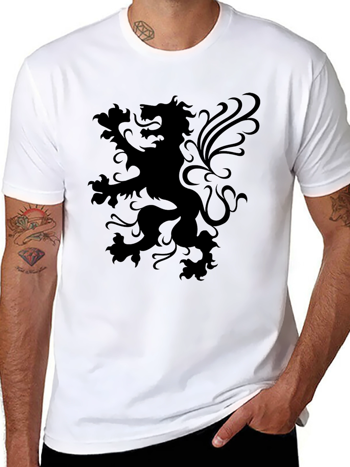 Black Lion Crest Graphic T-Shirt