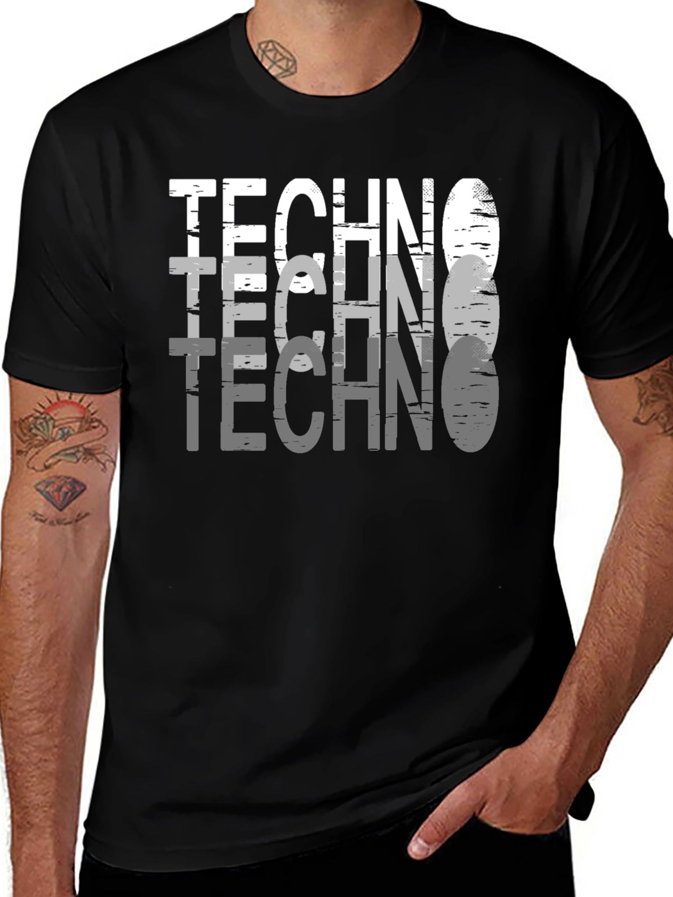 Techno Graphic Tee - Modern Style Black T-Shirt
