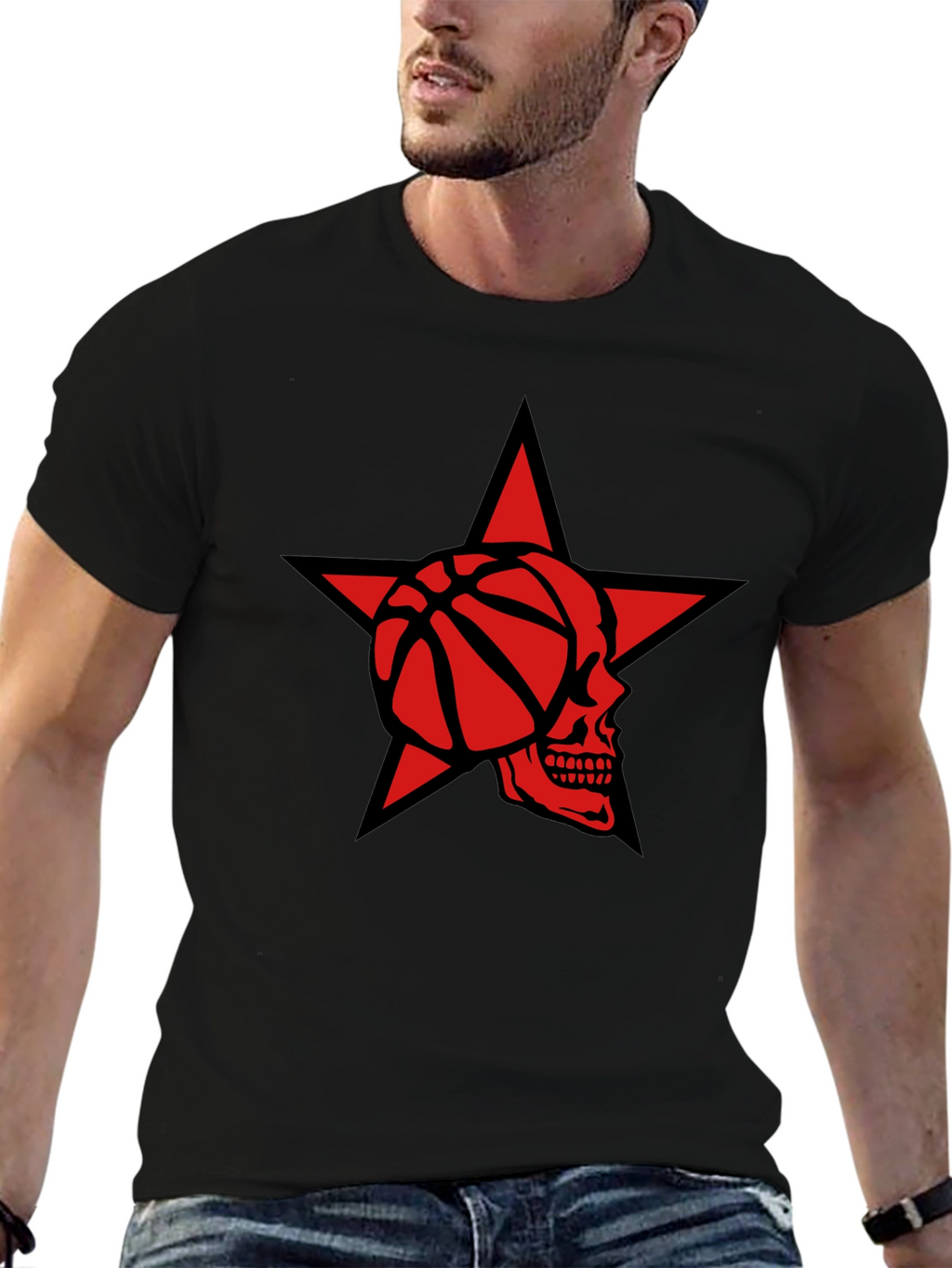 Star Skull Basketball Graphic Tee