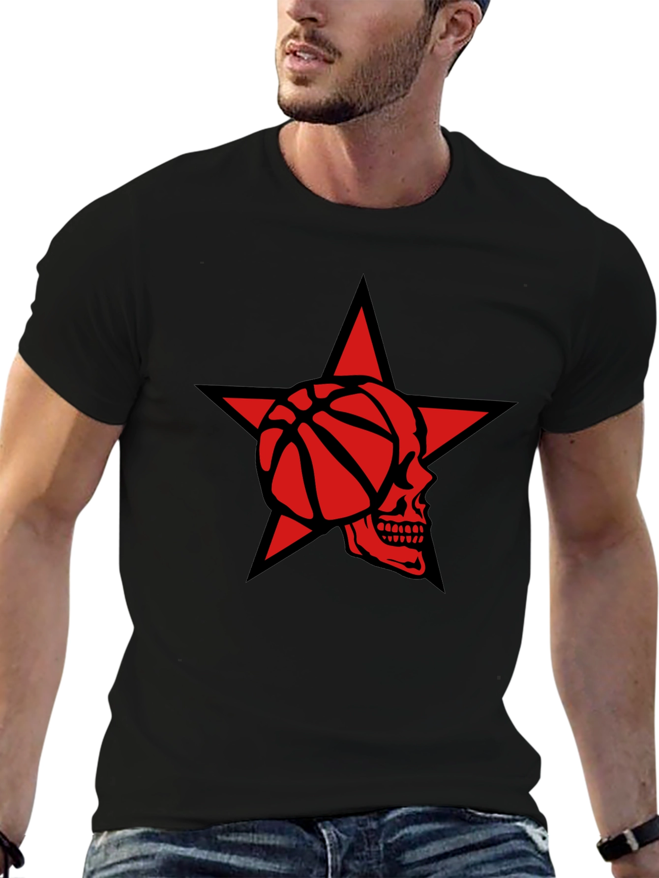 Star Skull Basketball Graphic Tee