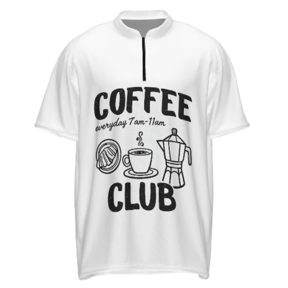 Coffee Club Graphic Quarter Zip Shirt – Vintage Café Lover Casual Coffeehouse Tee(z775)