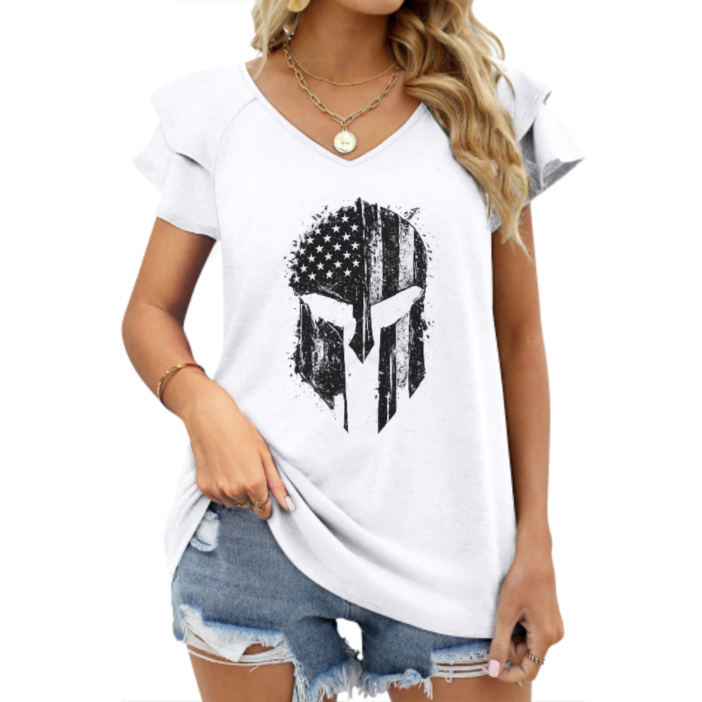 Vintage Spartan Helmet American Flag Graphic Tee – Patriotic Warrior Style Shirt for Men & Women(z803)
