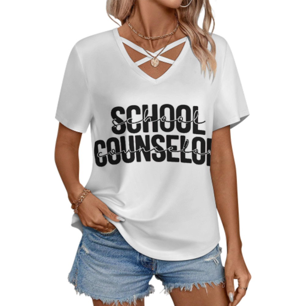 School Counselor Inspirational V-Neck Tee – Minimalist Educator Appreciation Graphic Shirt(z788)