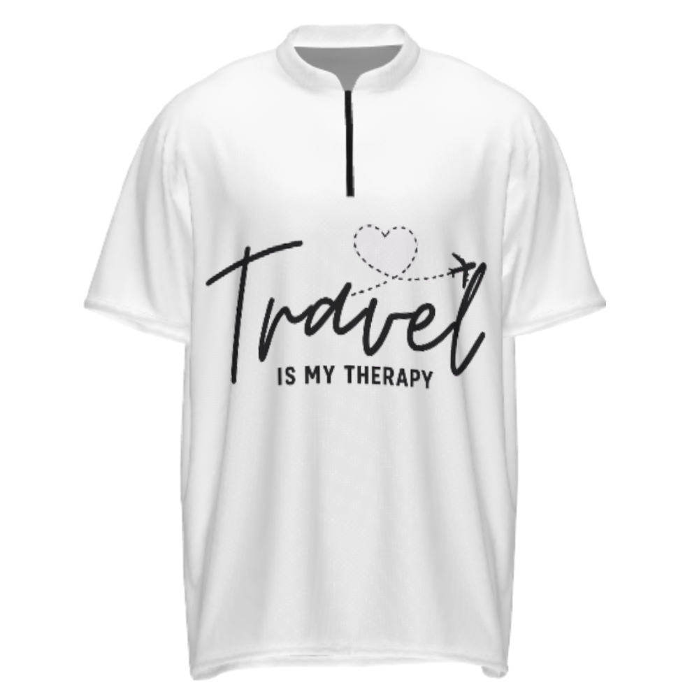 Travel Is My Therapy Graphic Quarter Zip Shirt – Minimalist Wanderlust Casual Travel Lover Tee(z780)