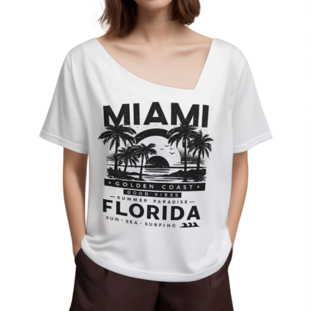 Miami Florida Vintage Beach Sunset Graphic T-Shirt(z796)