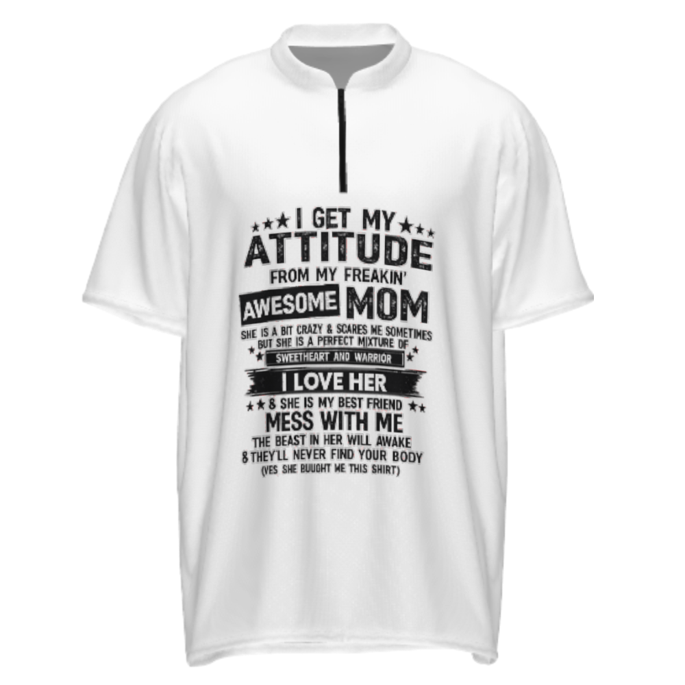 Awesome Mom Attitude Graphic Quarter Zip Shirt – Funny Family Quote Casual Statement Tee(z779)