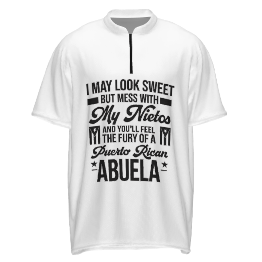 Funny Puerto Rican Abuela Graphic Quarter Zip Shirt – Fierce Grandma Pride Family Statement Tee(z778)