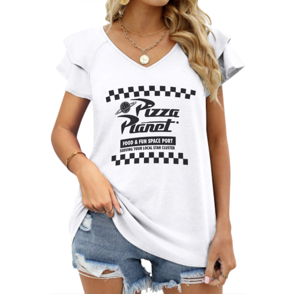 Pizza Planet Retro Graphic Tee – Space Arcade & Vintage Pizza Lover Shirt(z804)