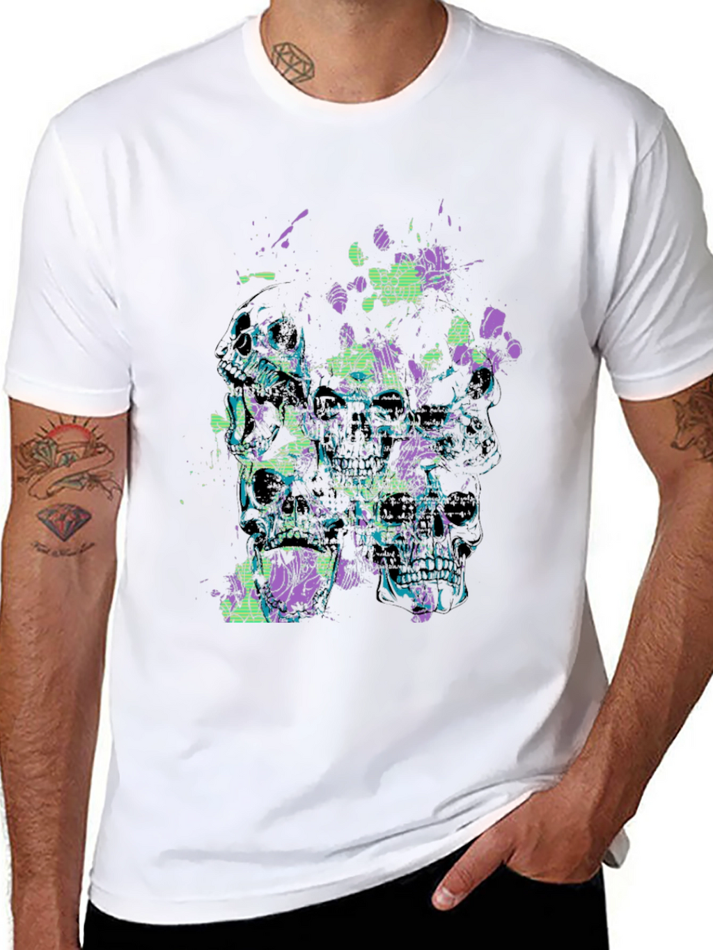 Skull Graphic Print Mens Black T-Shirt